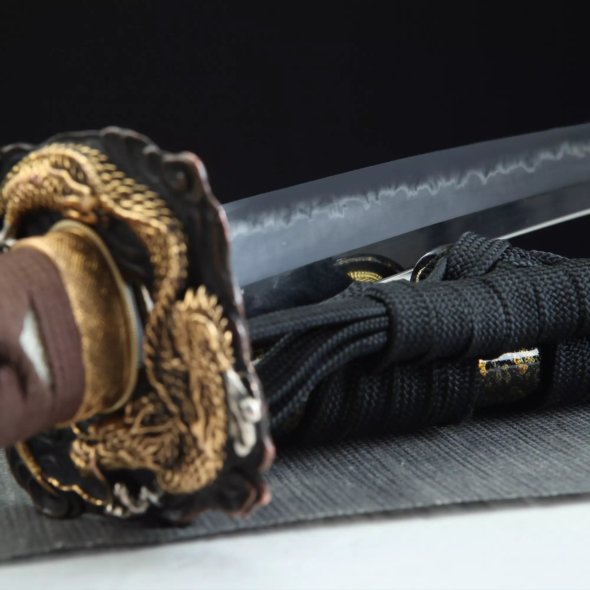 Handmade Japanese Katana Sword Clay Tempered With Dragon Tsuba