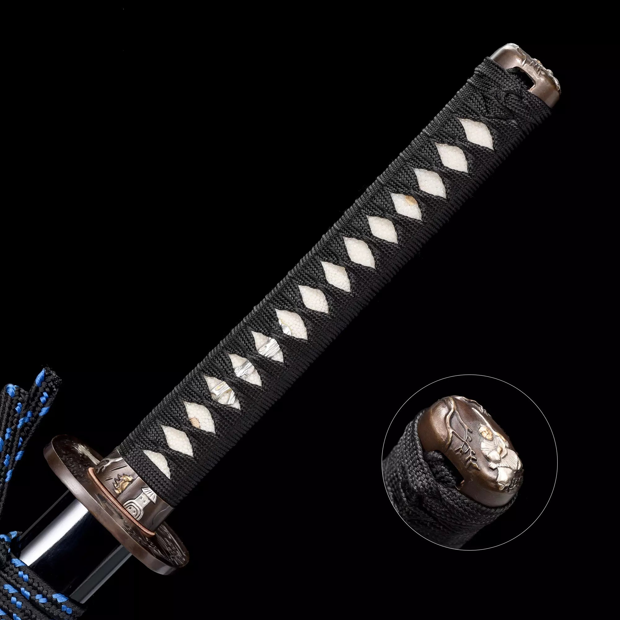 Handmade Japanese Katana Sword Damascus Steel With Black Saya