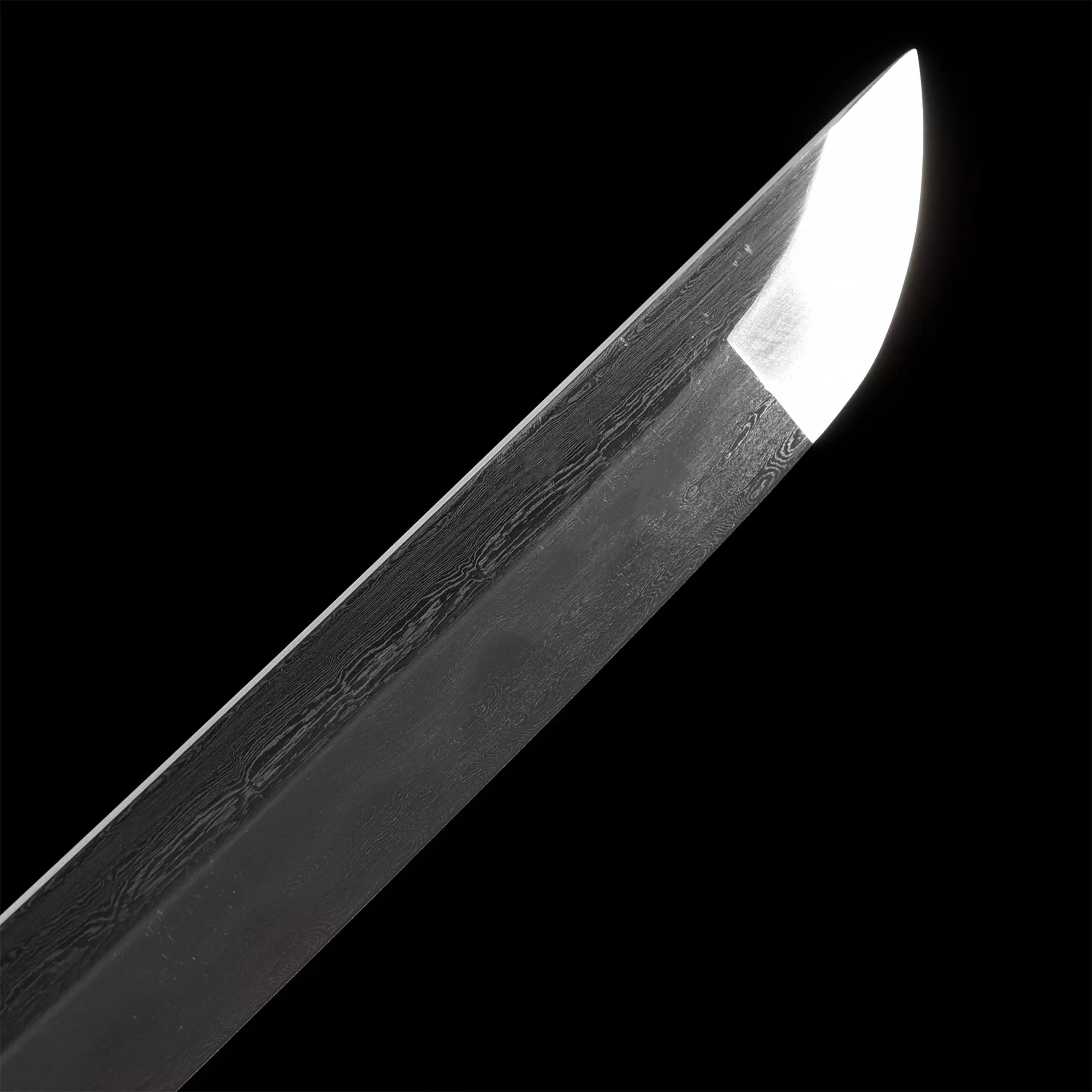 Handmade Japanese Katana Sword Damascus Steel With Black Saya