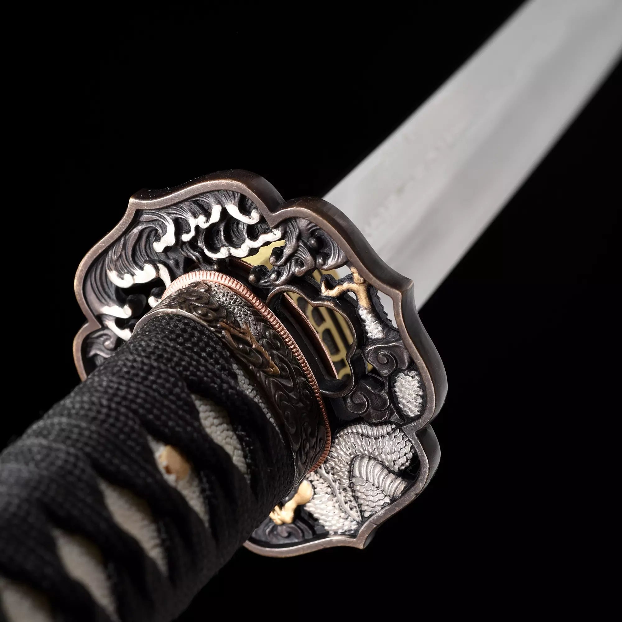 Handmade Japanese Katana Sword Damascus Steel Real Hamon