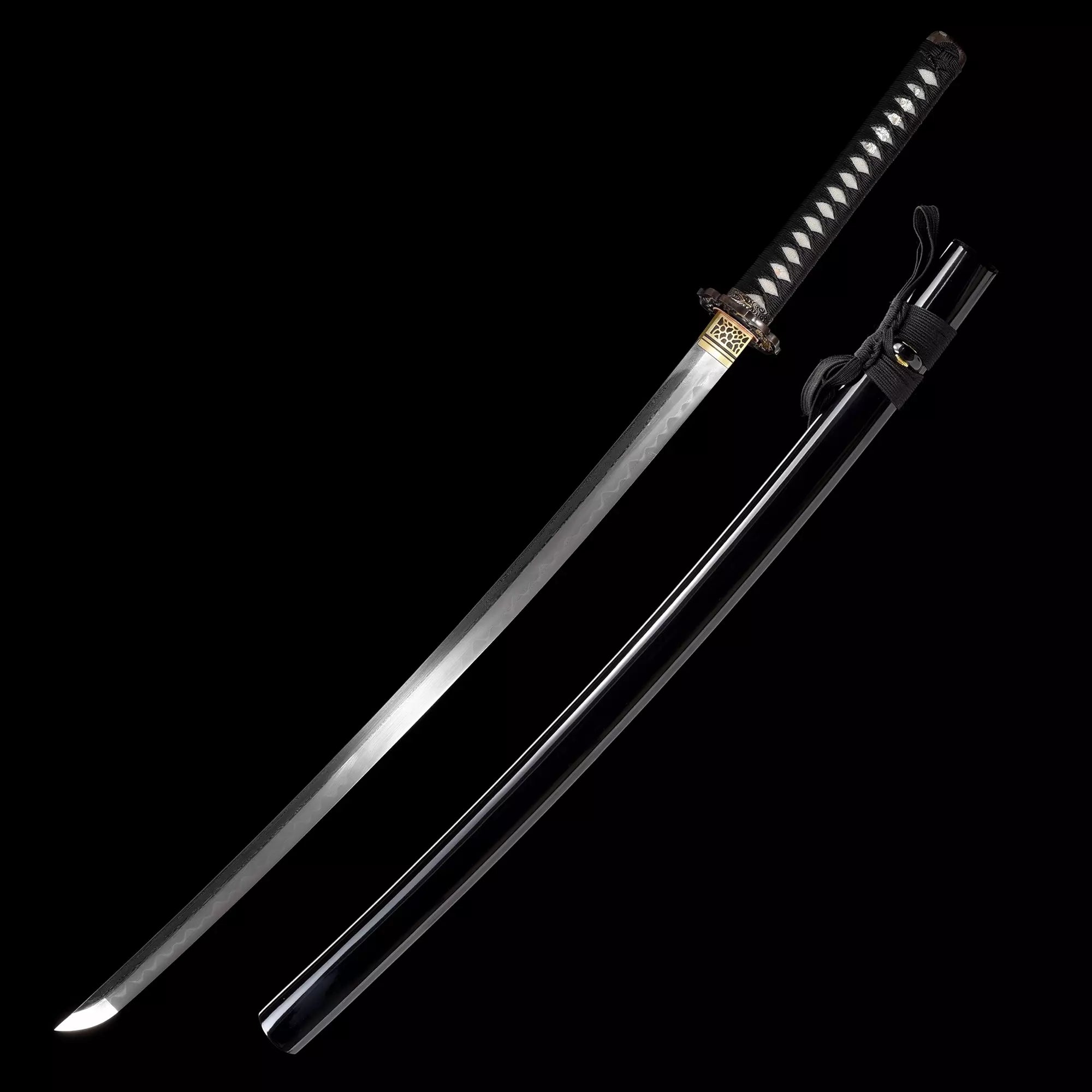 Handmade Japanese Katana Sword Damascus Steel Real Hamon