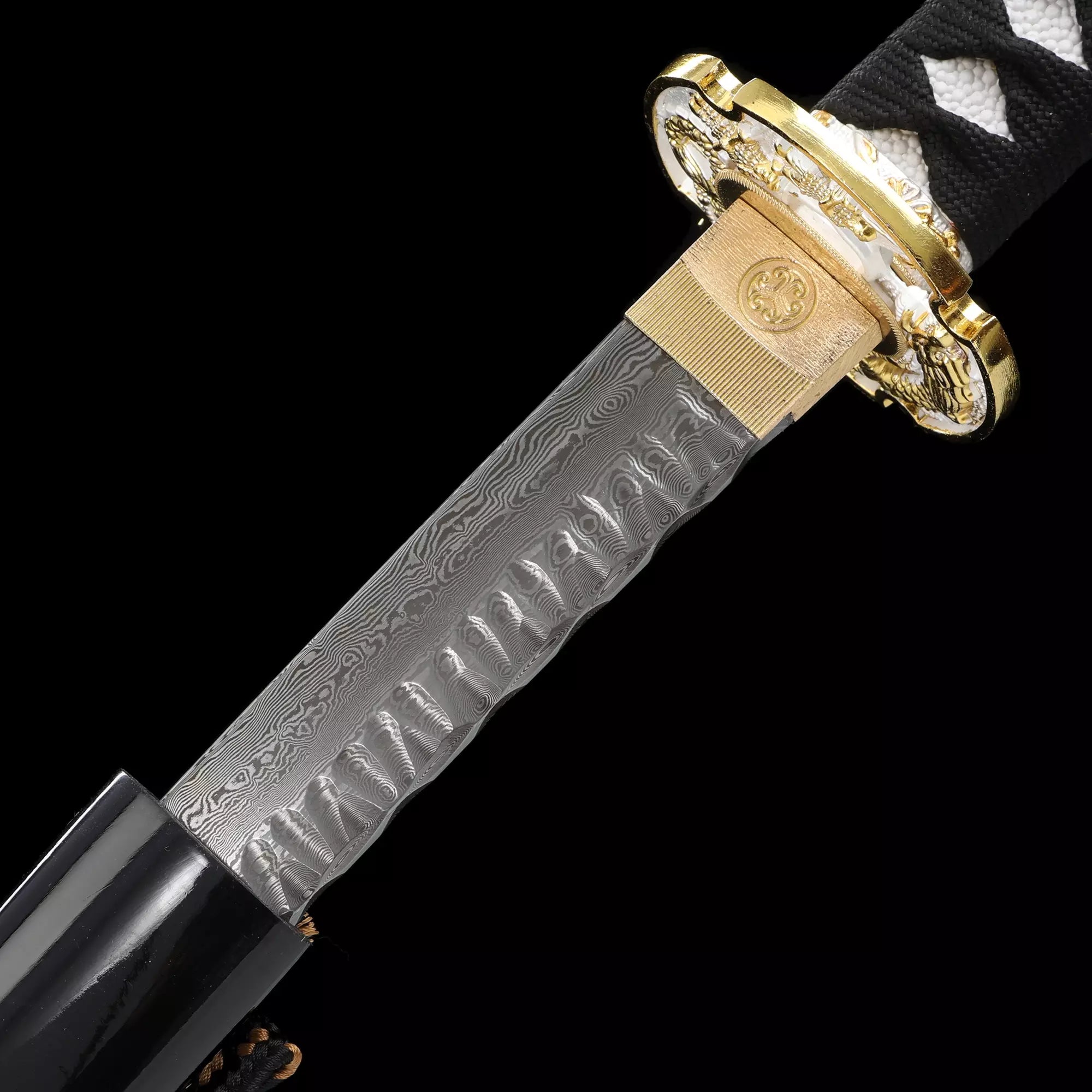 Handmade Japanese Katana Sword With Dragon Tsuba And Saya