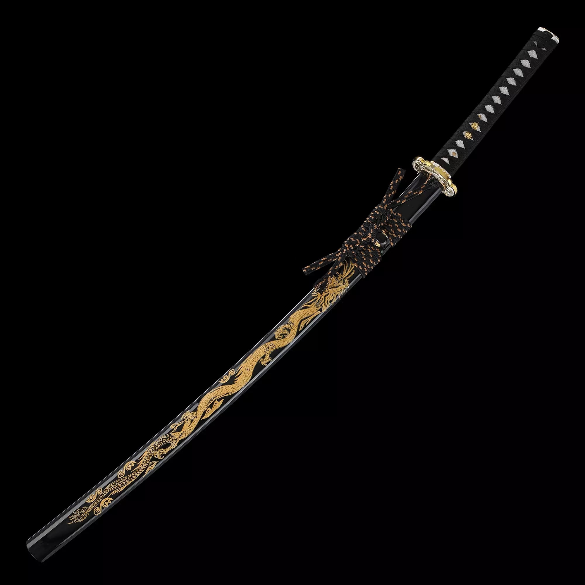 Handmade Japanese Katana Sword With Dragon Tsuba And Saya