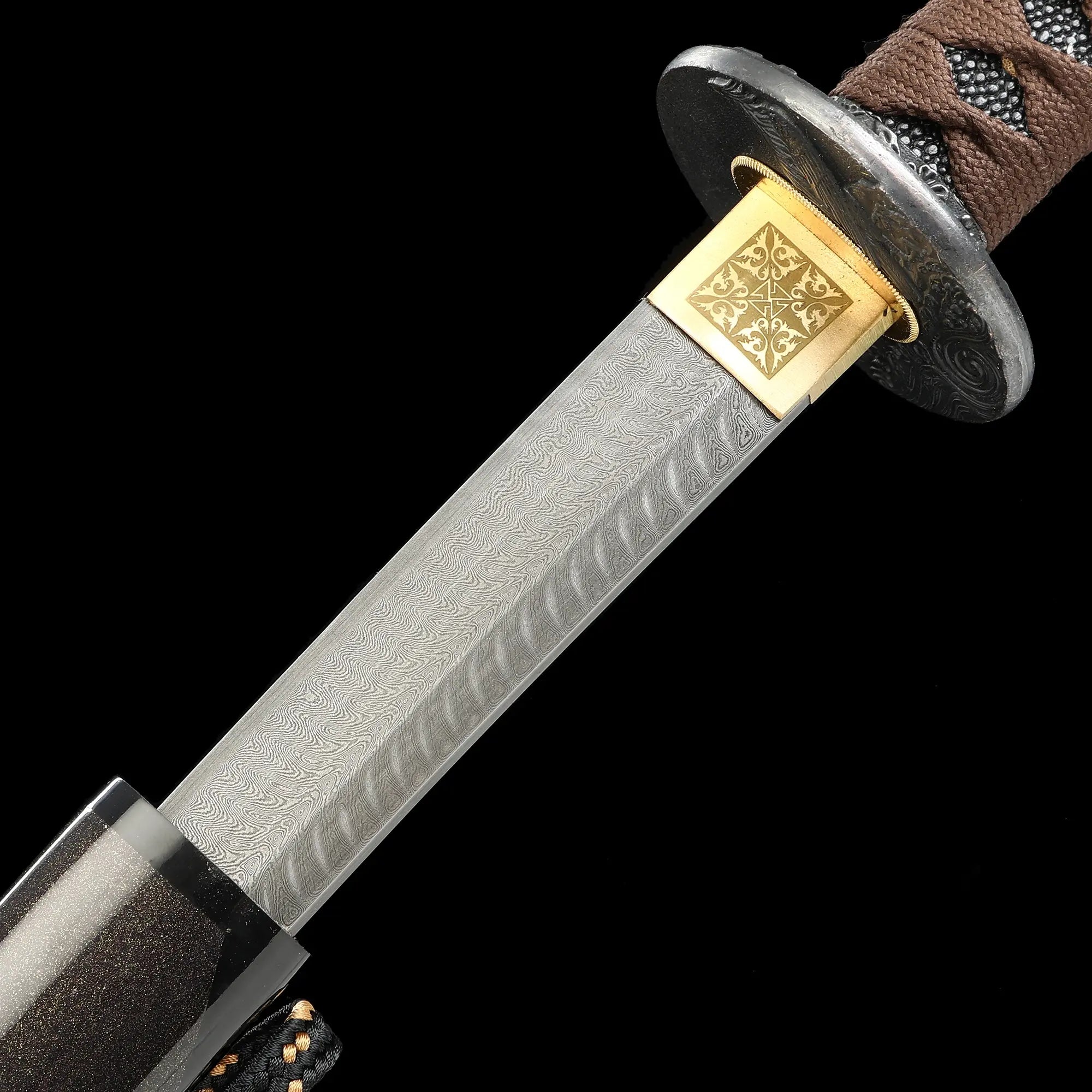 Handmade Full Tang Katana Sword Damascus Steel With Multi-colored Scabbard