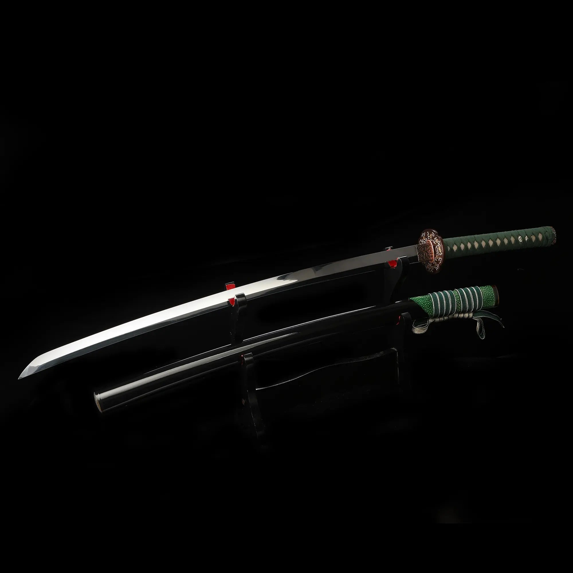 Handcrafted Full Tang Japanese Samurai Sword 1095 Carbon Steel With Flowers Theme Tsuba