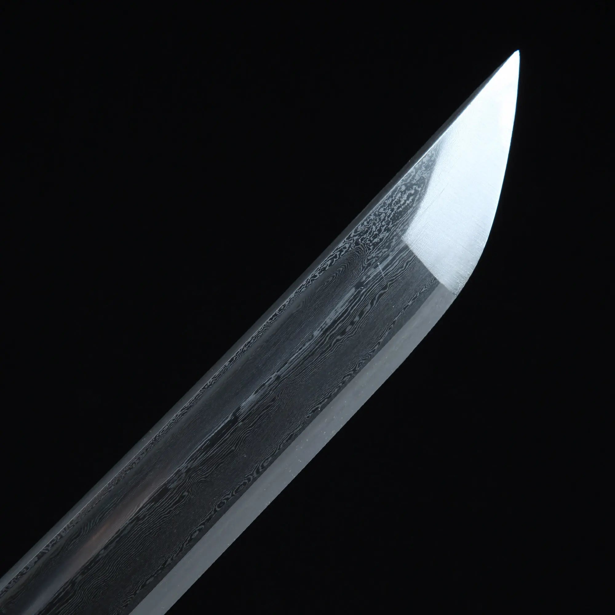 Handmade Japanese Samurai Sword With White Damascus Steel Blade