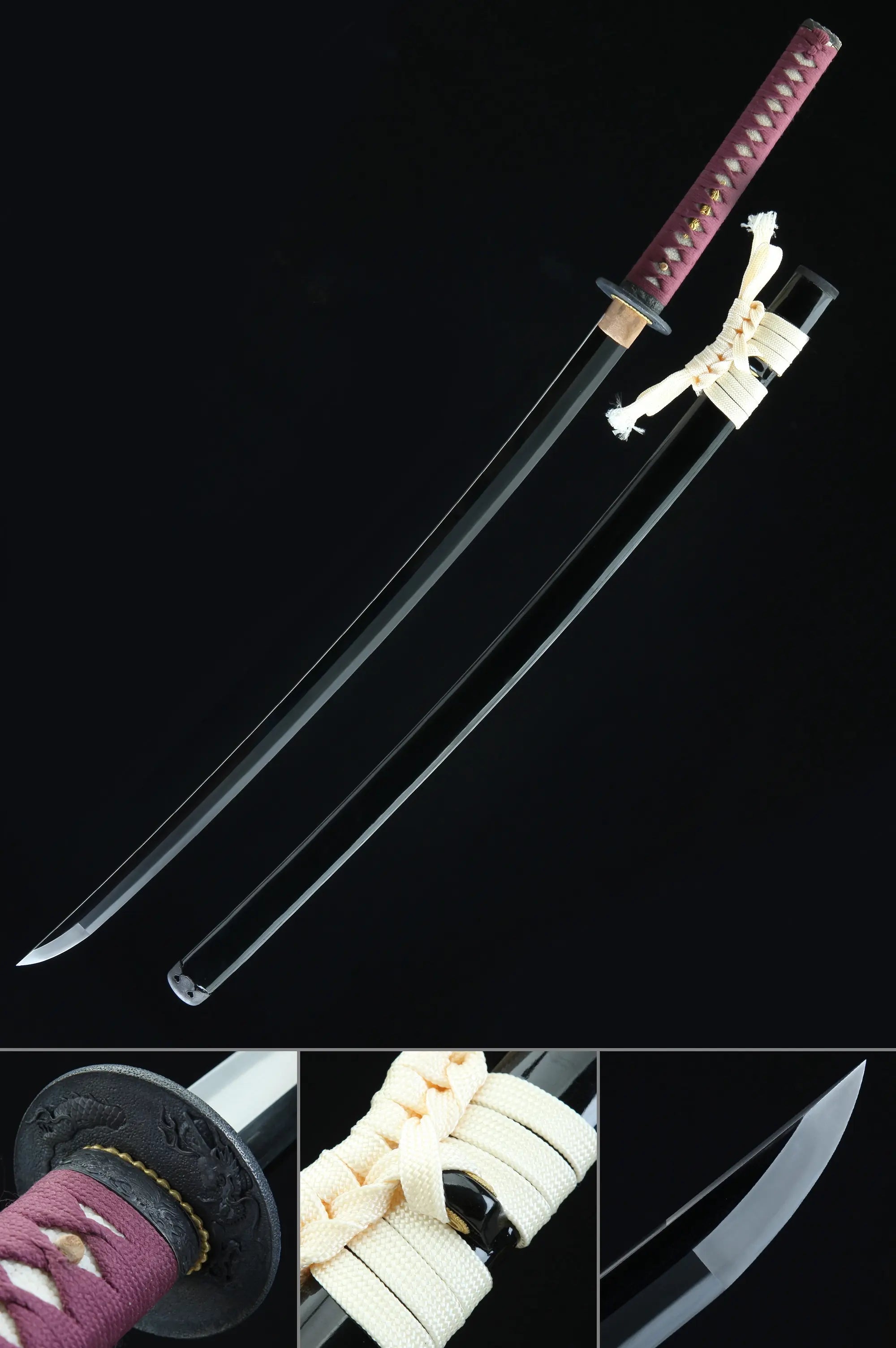 High-performance Japanese Katana Sword Tamahagane Steel With Dragon Theme Tsuba