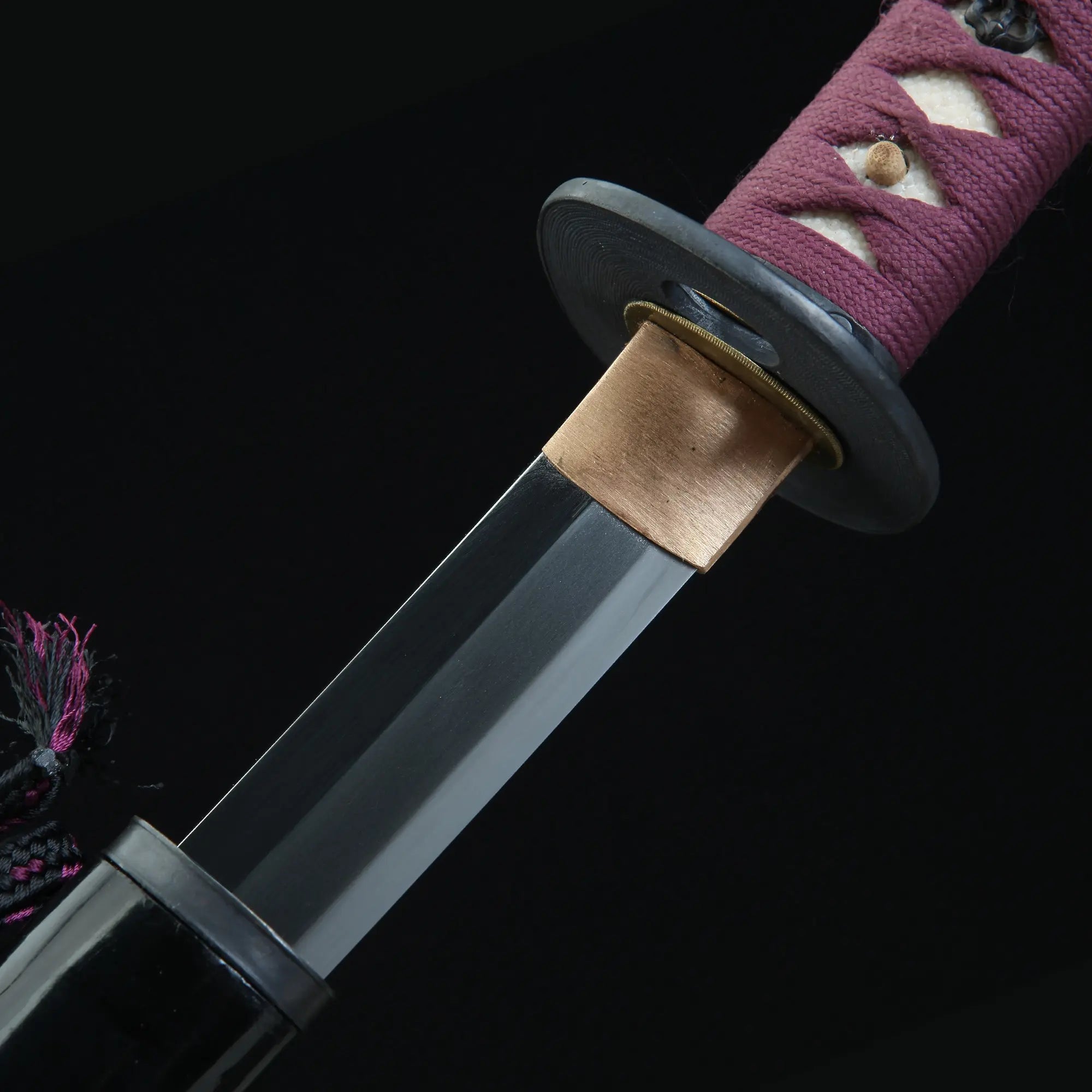 High-performance Handcrafted Katana Sword Tamahagane Steel With Purple Crod Handle
