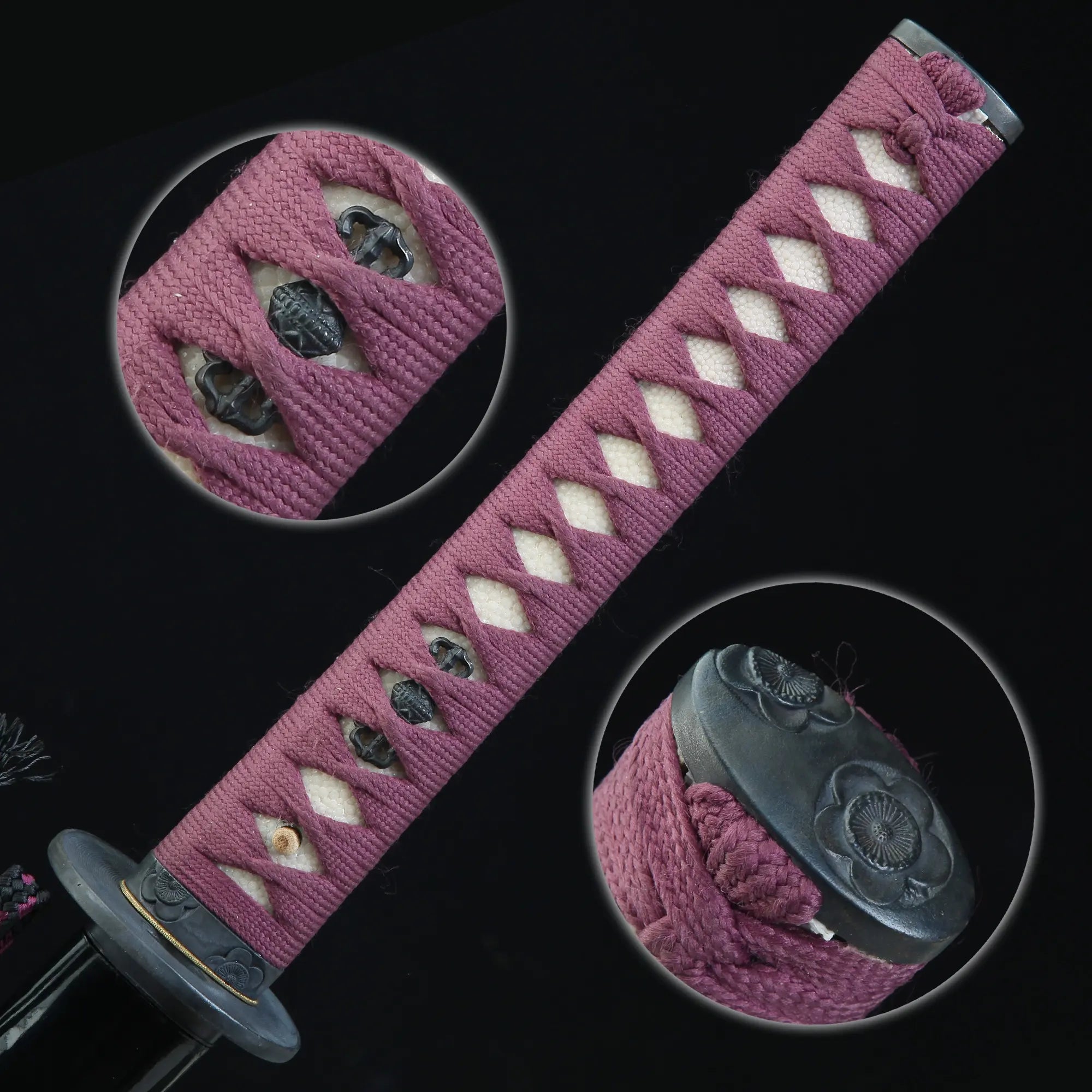 High-performance Handcrafted Katana Sword Tamahagane Steel With Purple Crod Handle