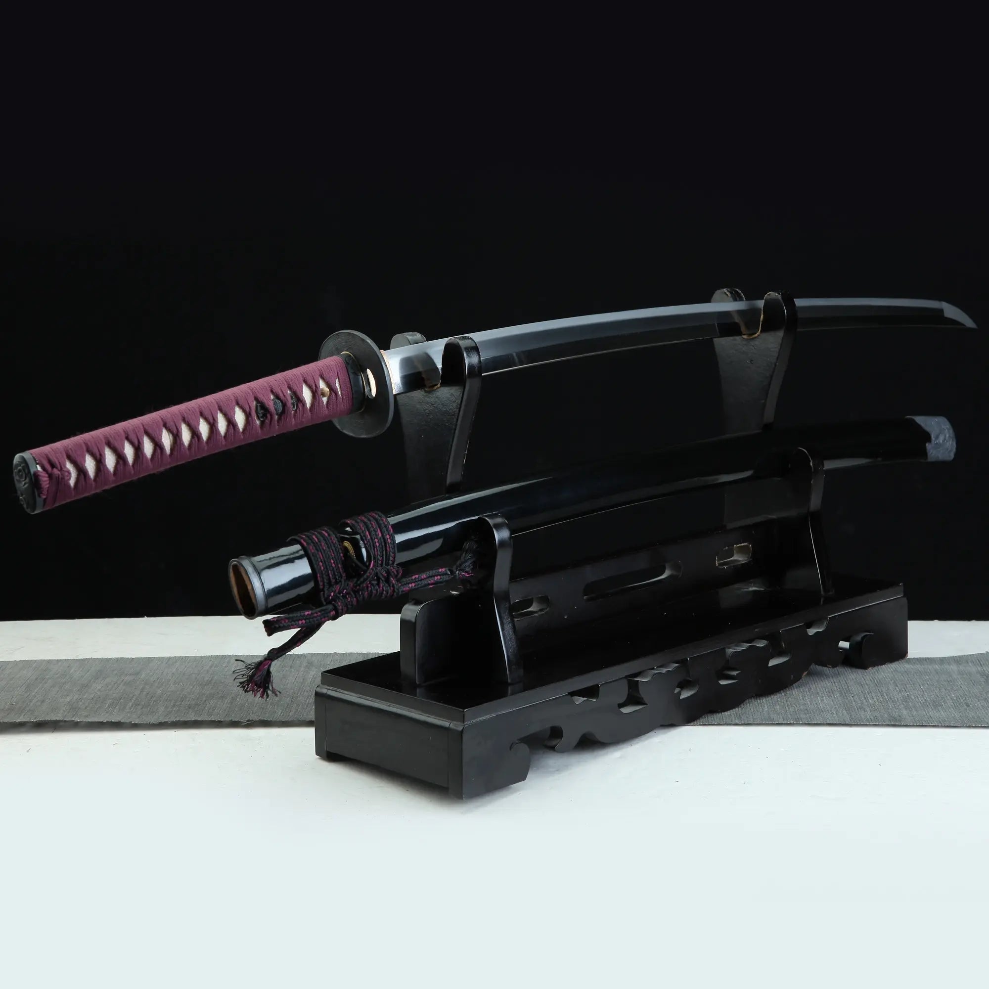 High-performance Handcrafted Katana Sword Tamahagane Steel With Purple Crod Handle