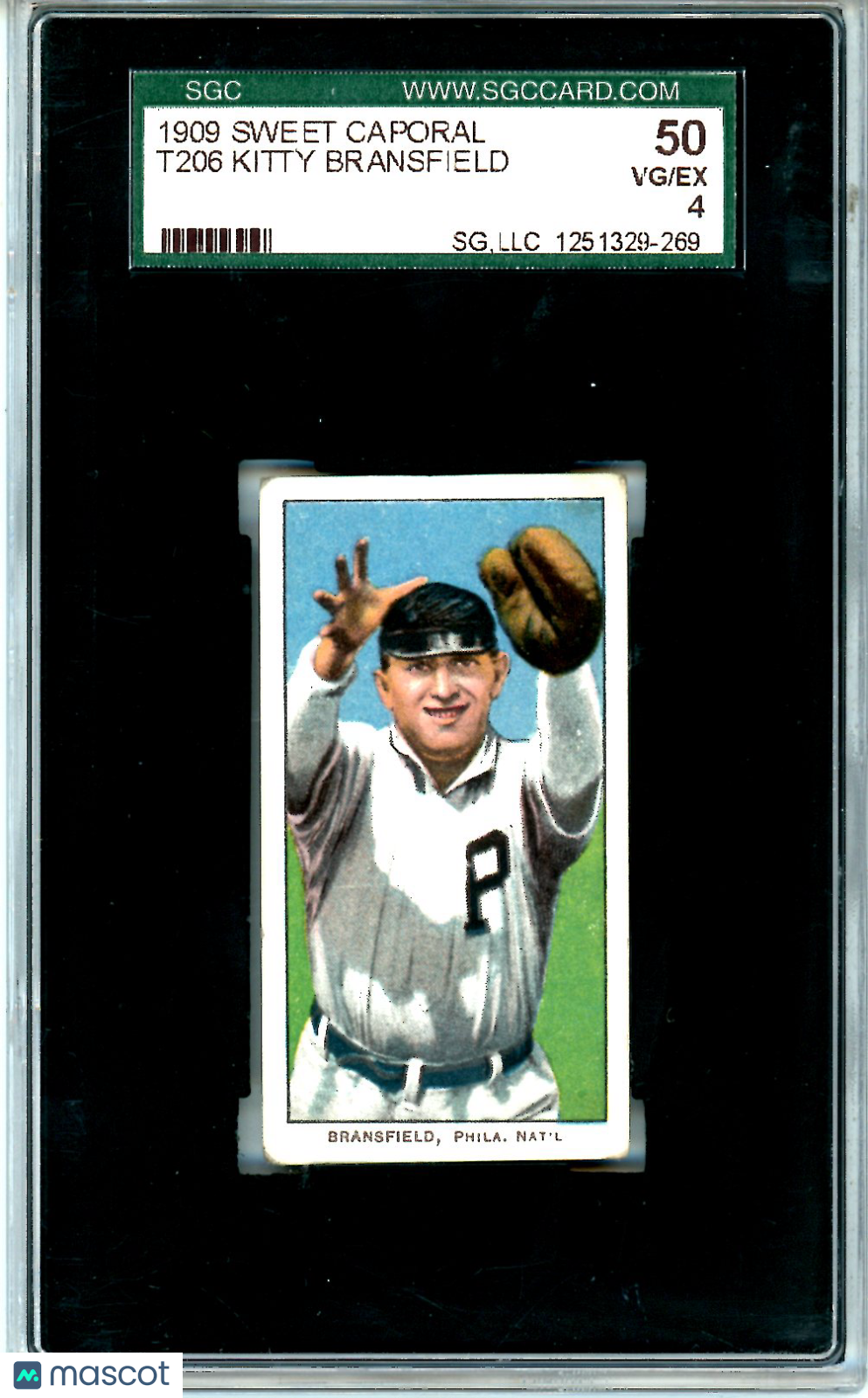 1909 Sweet Caporal (T206) Kitty Bransfield SGC 4 1909 Sweet Caporal (T206) Kitty Bransfield SGC 4