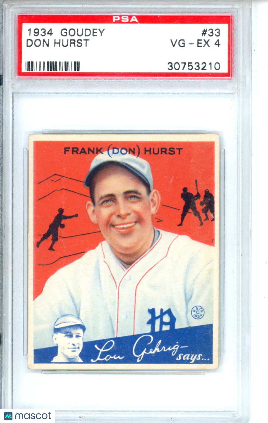 1934 Goudey Don Hurst #33 PSA 4 Philadelphia Phillies Graded Sports Cards
