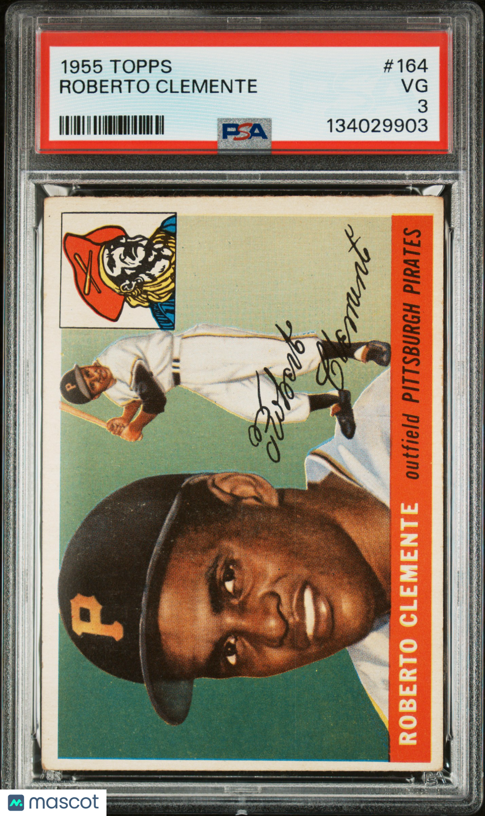 1955 Topps Roberto Clemente Rookie 164 PSA 3 Pittsburgh Pirates Very Clean Card! - Graded Sports Cards
