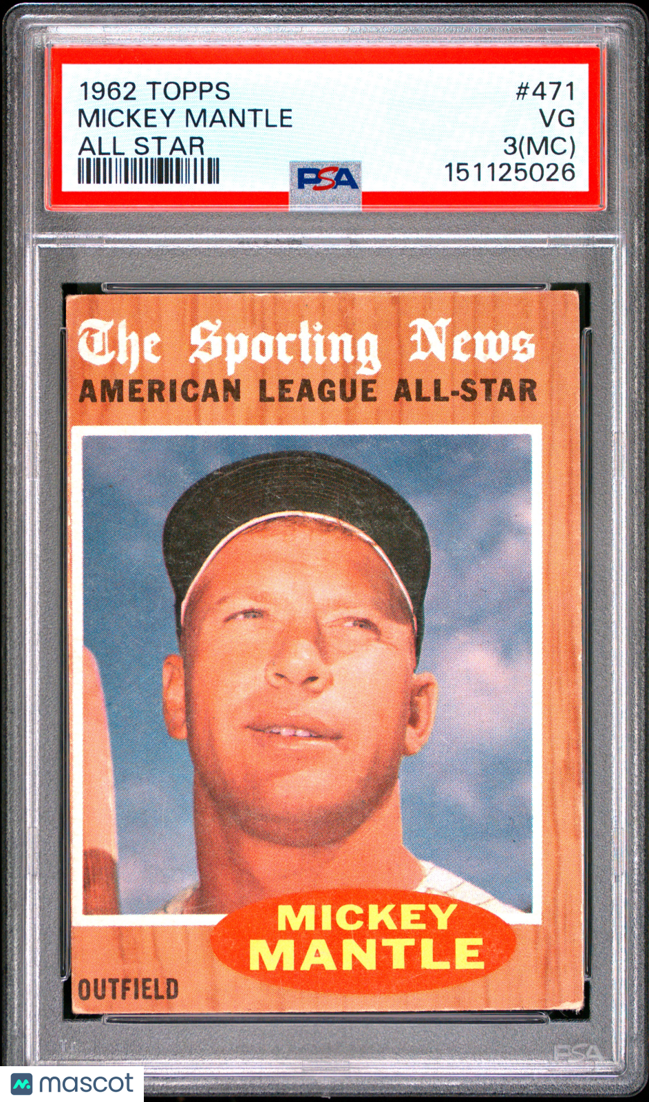 1962 Topps Mickey Mantle All Star MC #471 PSA 3 New York Yankees - Graded Sports Cards