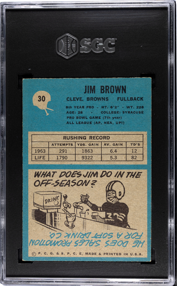 1964 Philadelphia Jim Brown #30 SGC 6.5 Cleveland Browns - Graded Sports Cards