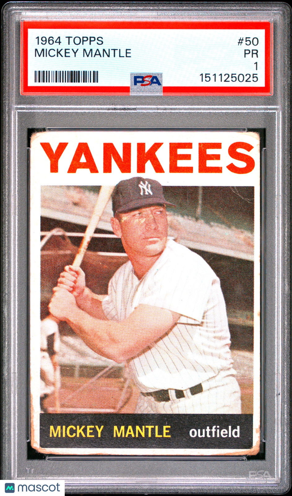 1964 Topps Mickey Mantle #50 PSA 1 New York Yankees - Graded Sports Cards
