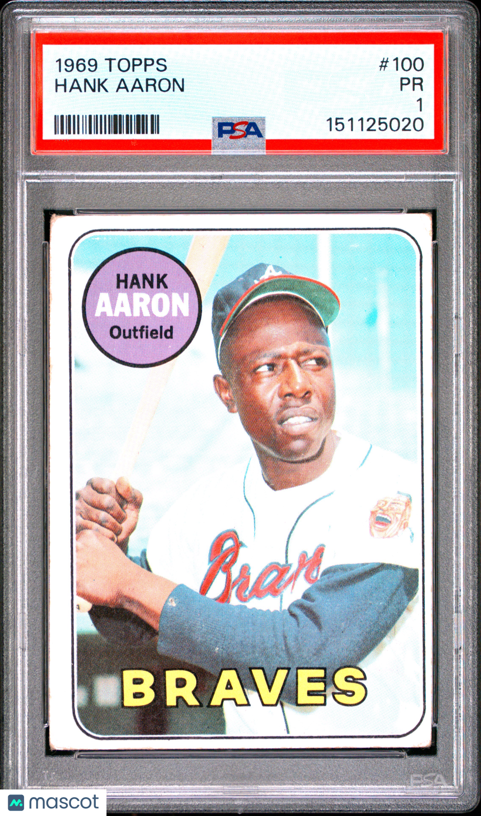 1969 Topps Hank Aaron #100 PSA 1 Atlanta Braves - Graded Sports Cards