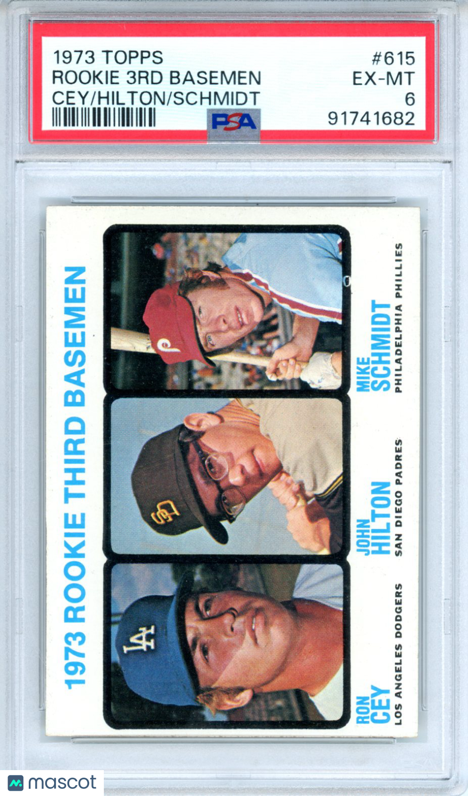 1973 Topps Mike Schmidt Rookie 3rd Basemen Ron Cey John Hilton RC PSA 6 EX-MT - Graded Sports Cards
