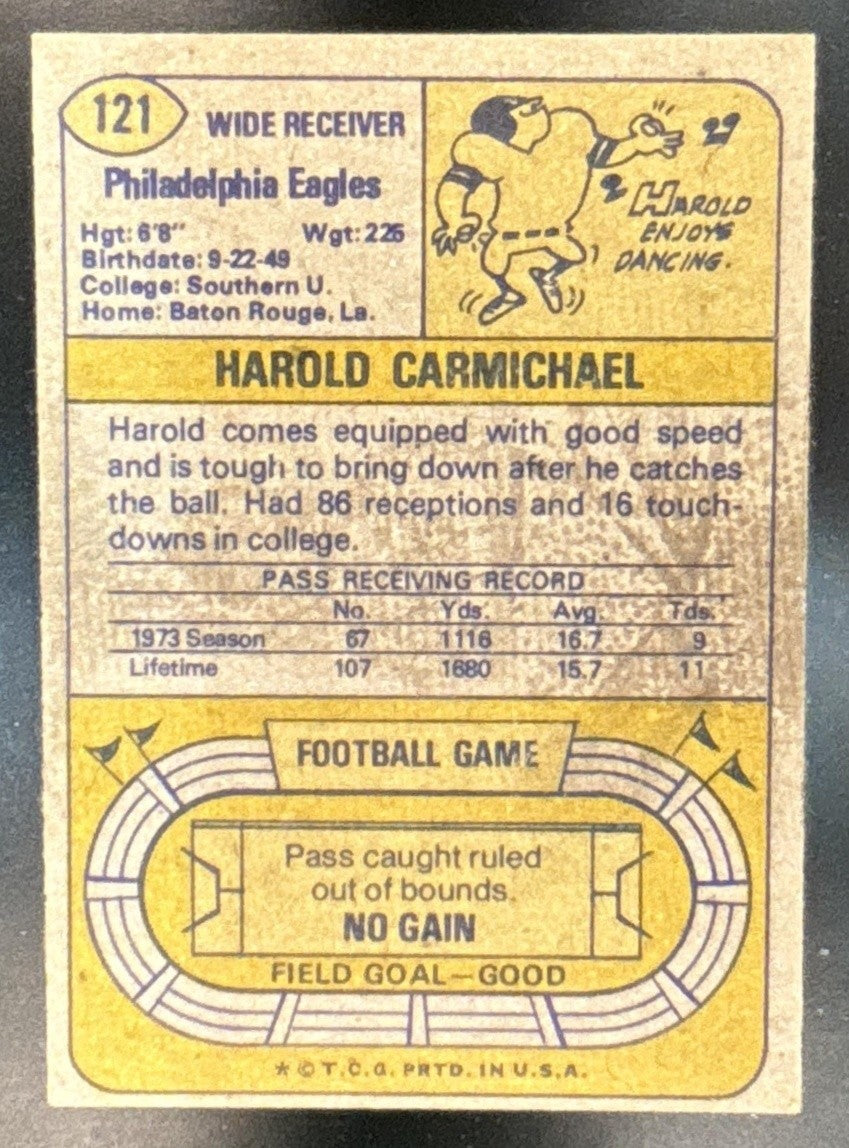 1974 Topps Harold Carmichael #121 RC Philadelphia Eagles - Sports Cards
