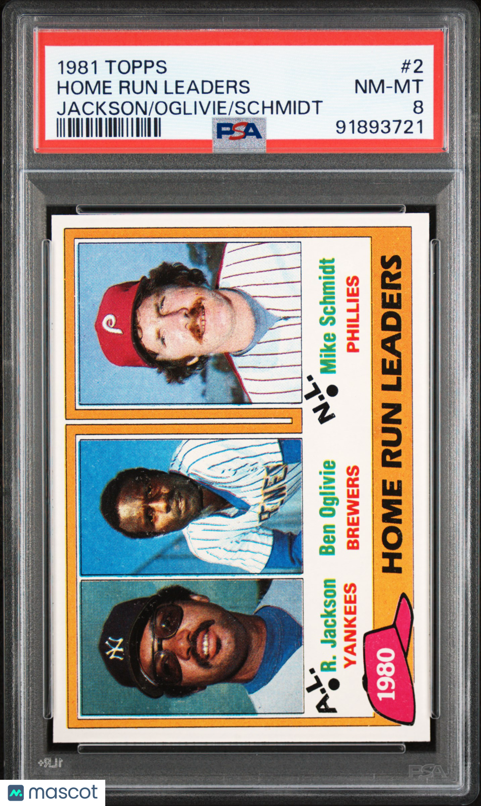 1981 Topps Home Run Leaders Jackson Oglivie Schmidt #2 PSA 8 - Graded Sports Cards