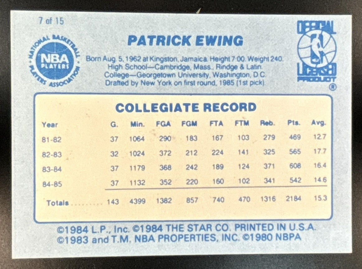 1986-87 Star Best of the Best Patrick Ewing #7 RC New York Knicks - Sports Cards