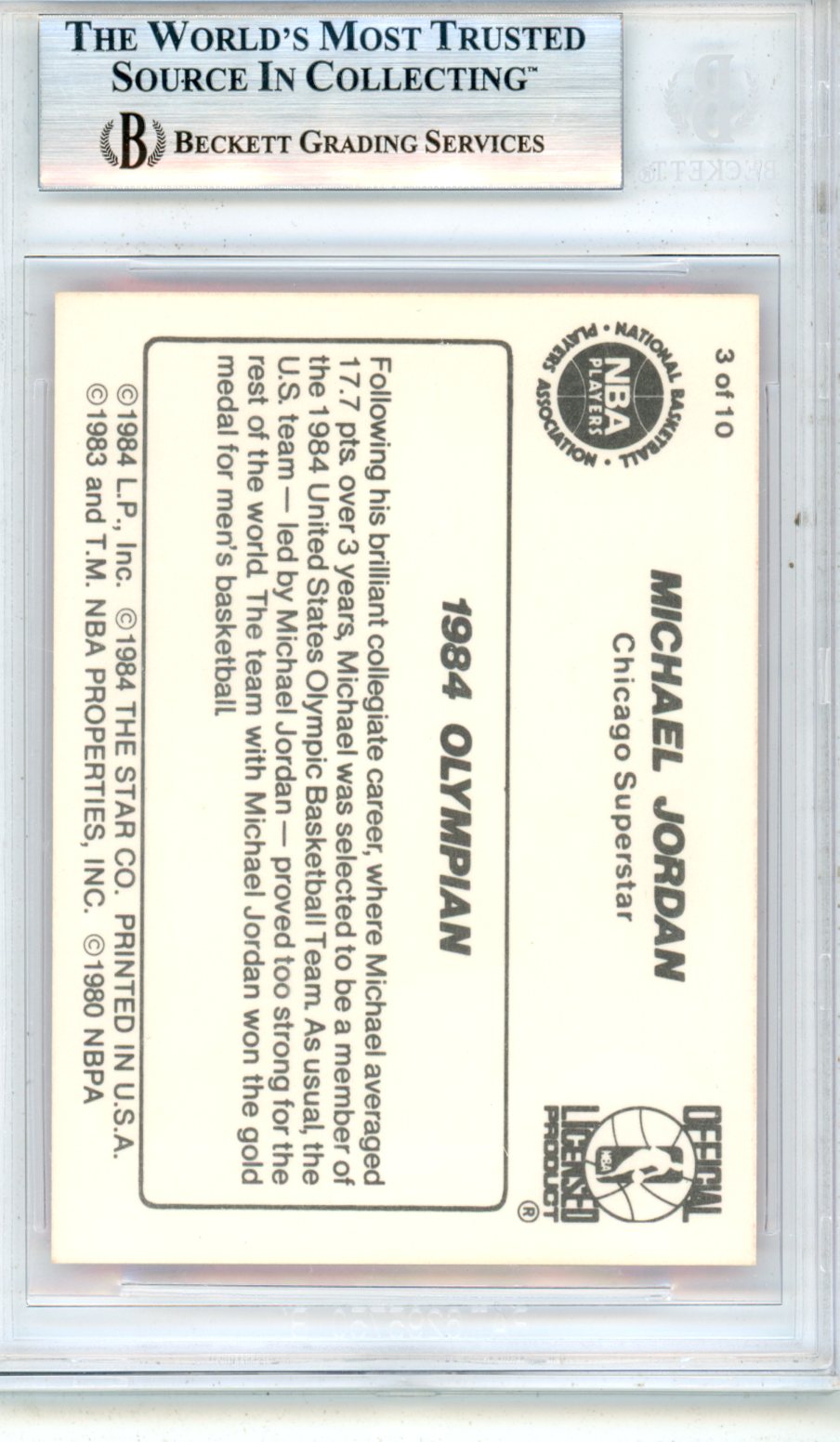 1986 Star Michael Jordan 1984 Olympian Michael Jordan /1984 #3 BGS 9 - Graded Sports Cards