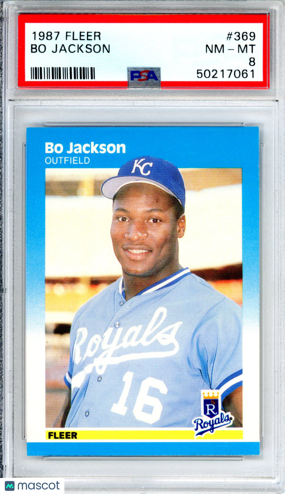 1987 Fleer Bo Jackson Rookie #369 PSA 8 Kansas City Royals - Graded Sports Cards