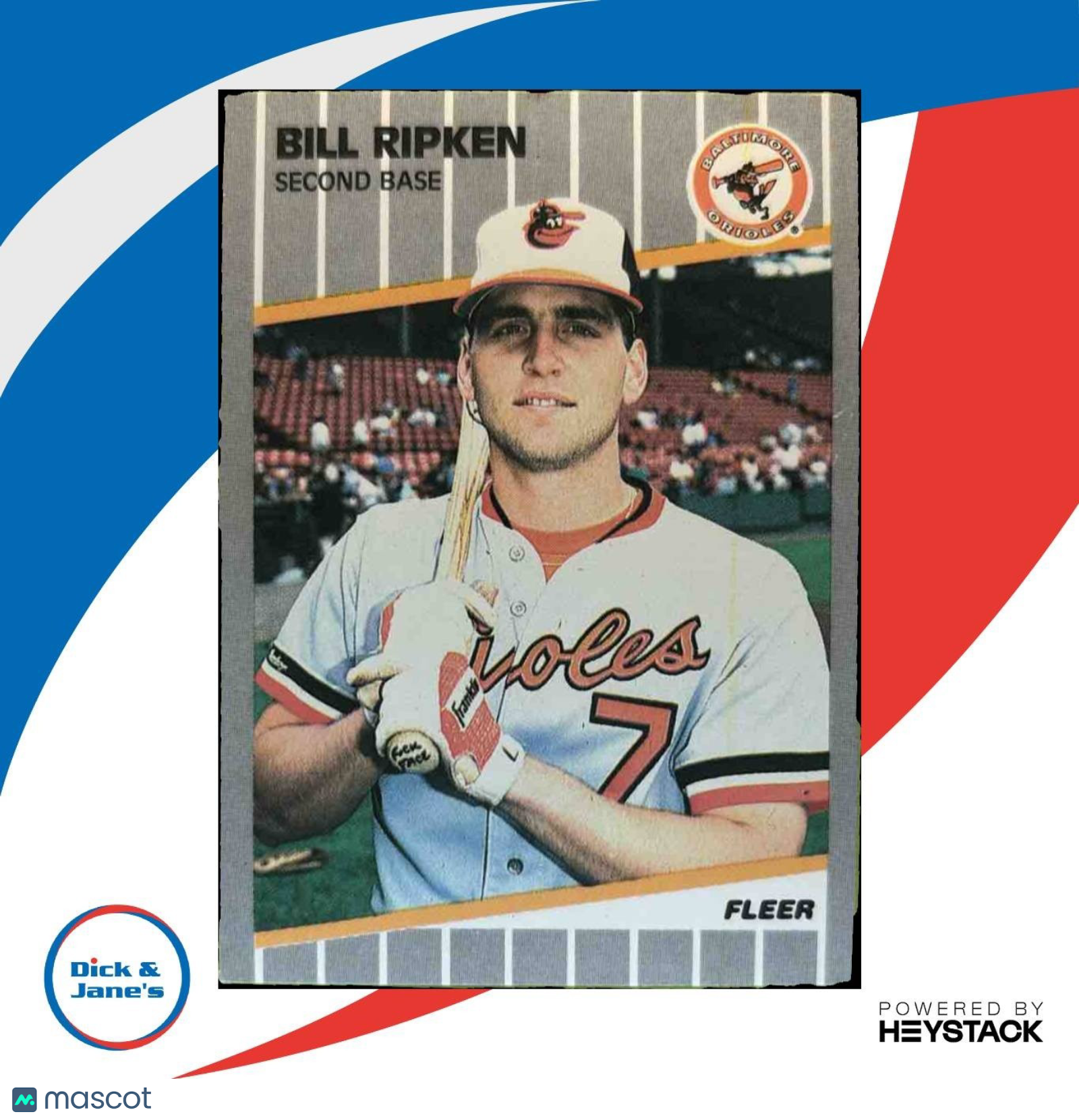 1989 Fleer Bill Ripken #616a FF ERROR ON BAT Baltimore Orioles - Sports Cards