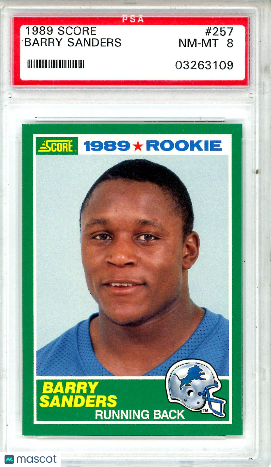 1989 Score Barry Sanders Rookie #257 PSA 8 Detroit Lions - Graded Sports Cards