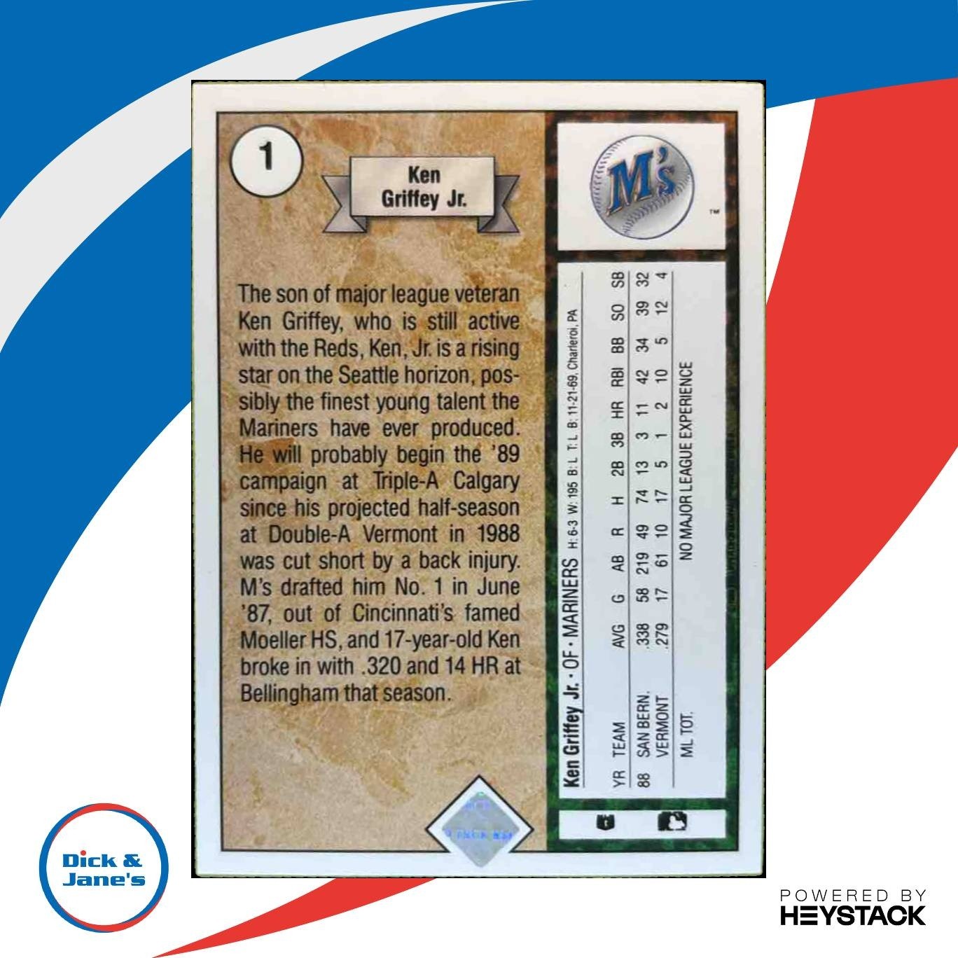 1989 Upper Deck Ken Griffey Jr. #1 RC Seattle Mariners - Sports Cards