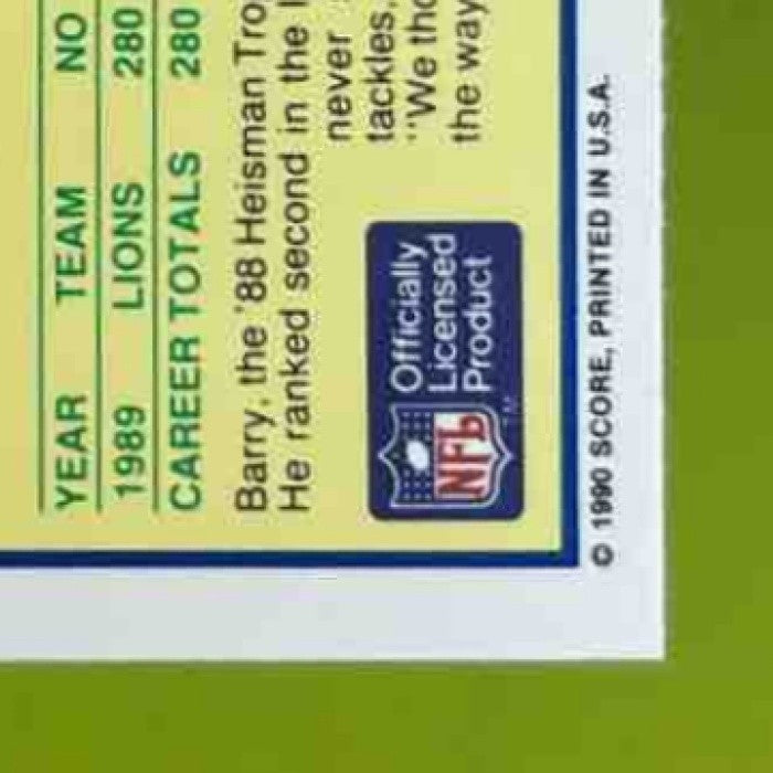 1990 Score Barry Sanders #20 Detroit Lions - Sports Cards