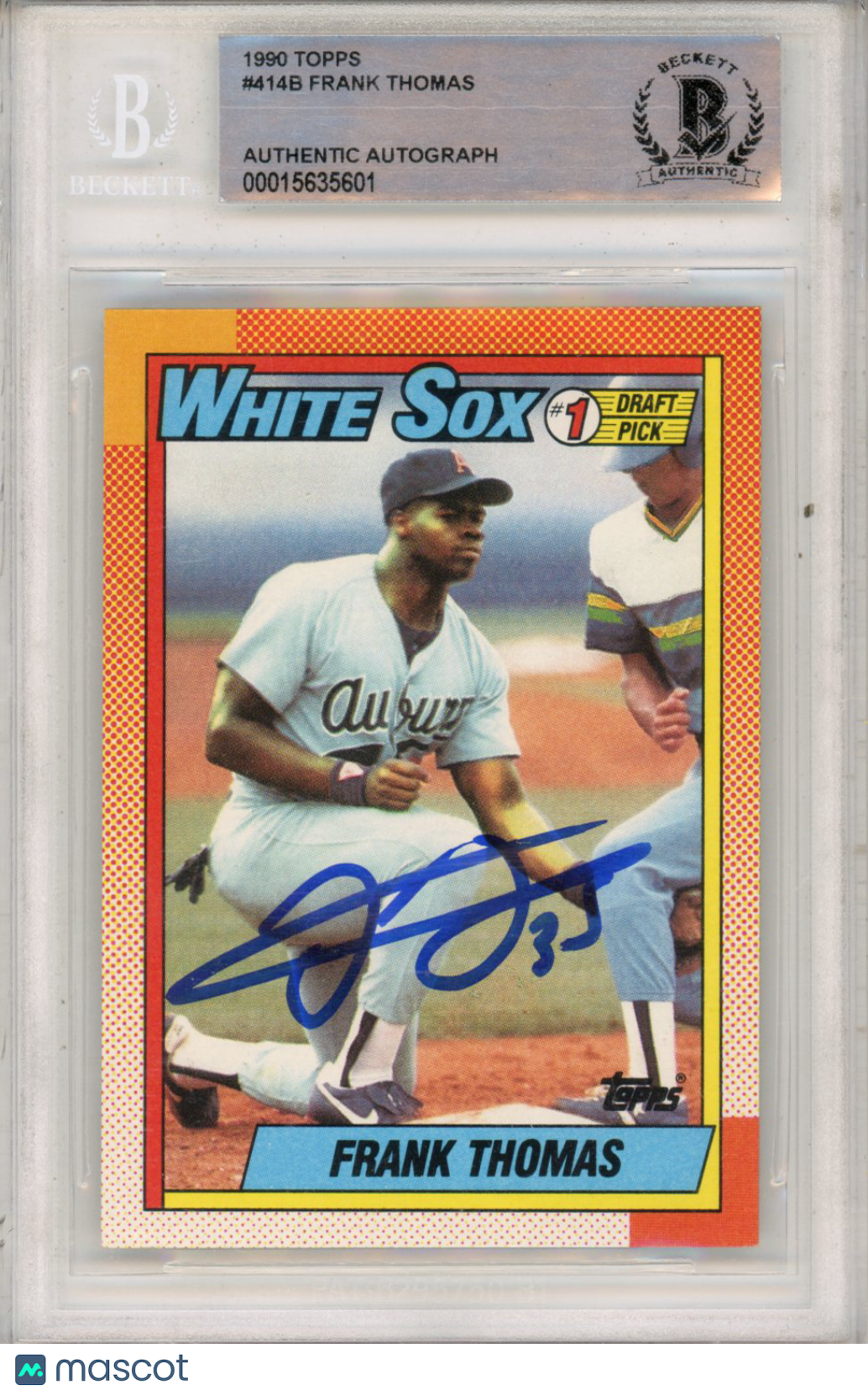 1990 Topps Frank Thomas Rookie #414B Beckect Authentic Auto BAS Signature - Sports Cards