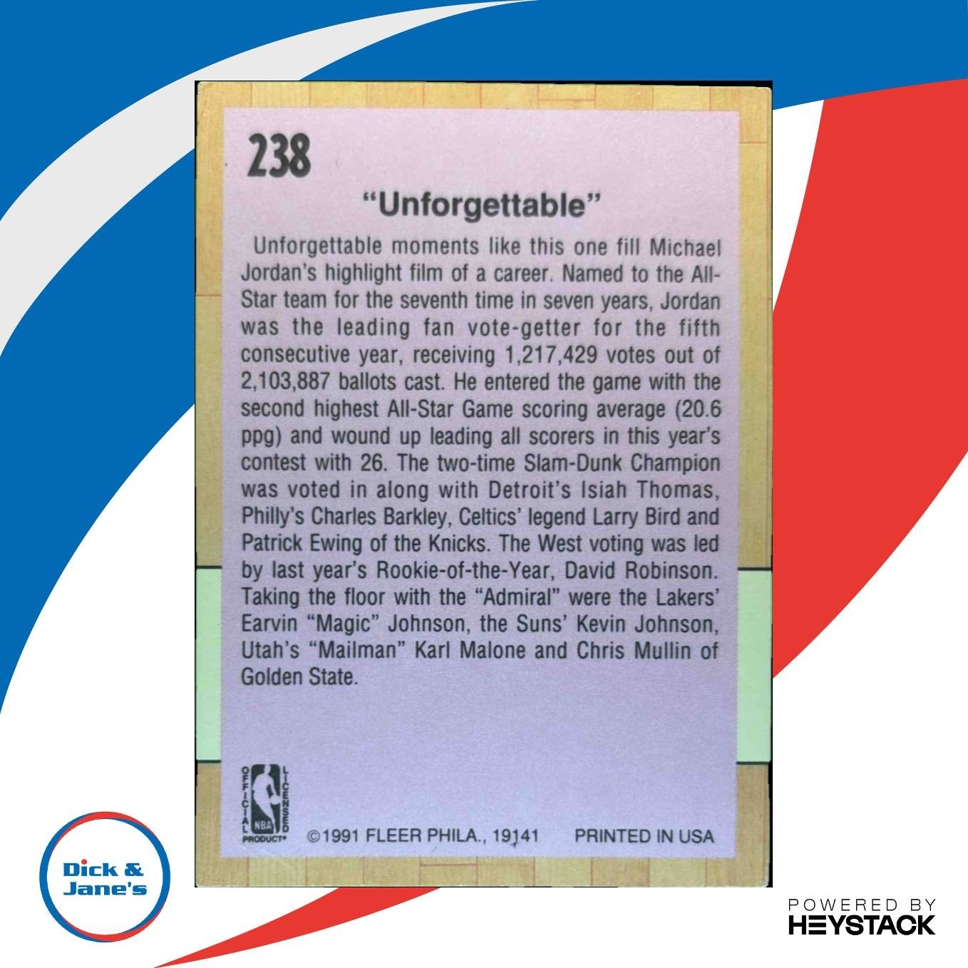 1991-92 Fleer 1991 All-Star Game A #238 Chicago Bulls - Sports Cards