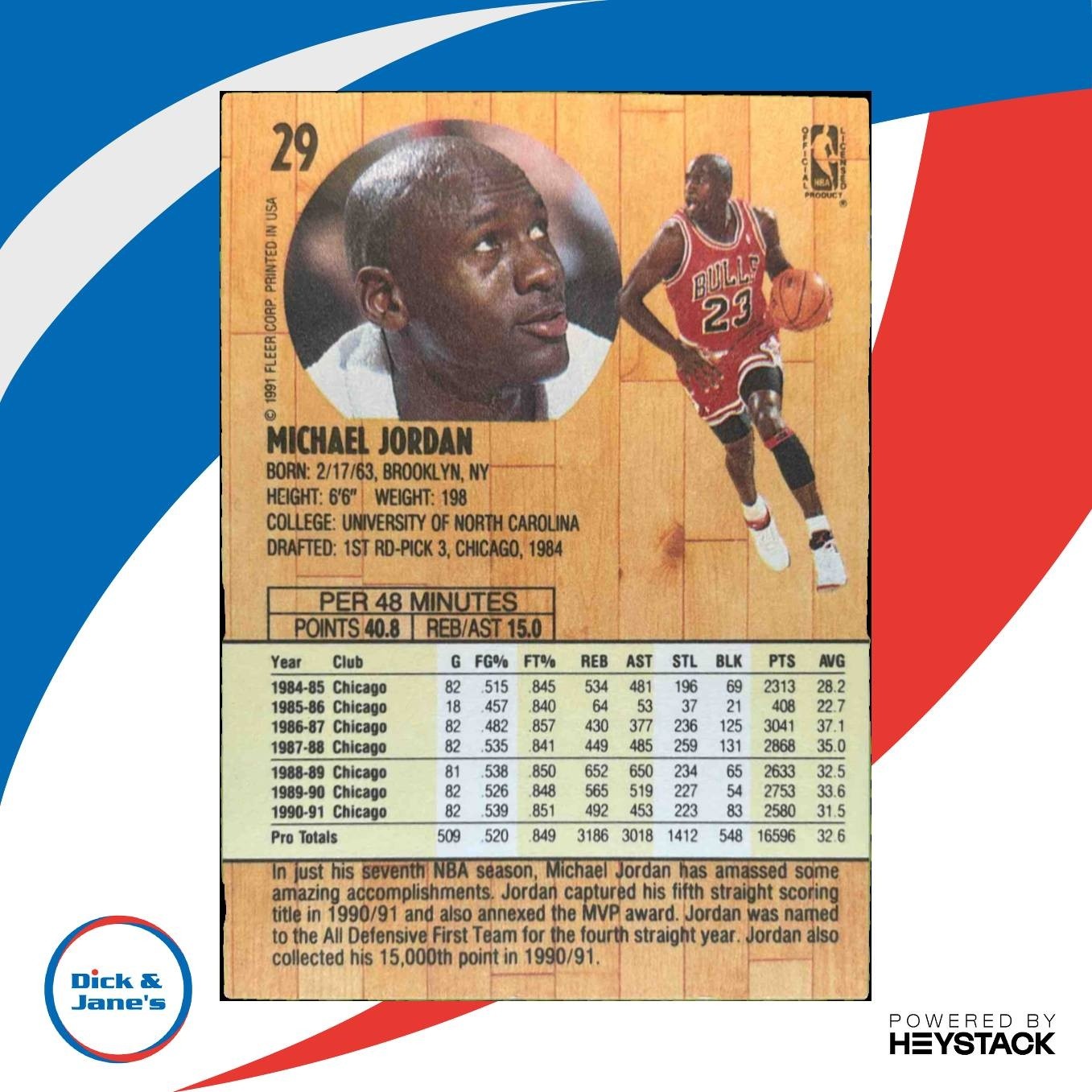 1991-92 Fleer Michael Jordan #29 Chicago Bulls - Sports Cards