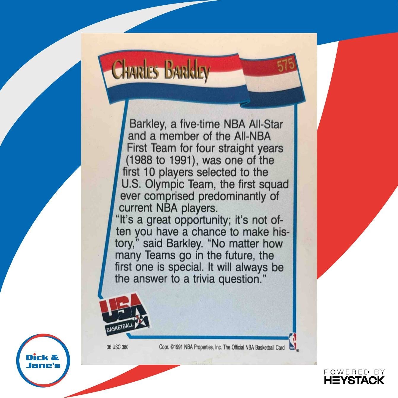 1991-92 Hoops Charles Barkley #575 USA - Sports Cards