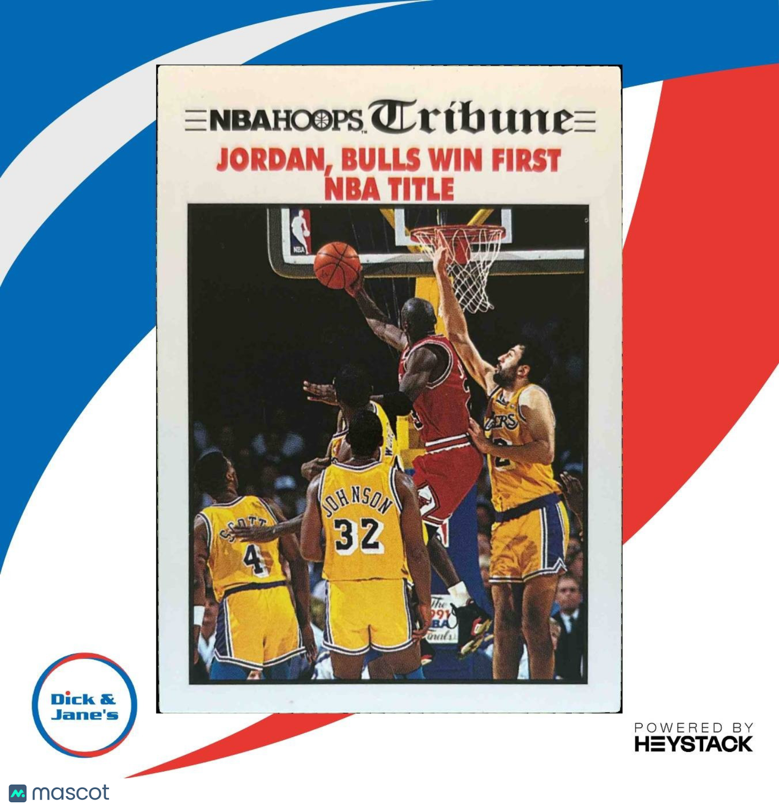 1991-92 Hoops Jordan Bulls Win First NBA Title #542 Chicago Los Angeles Lakers - Sports Cards