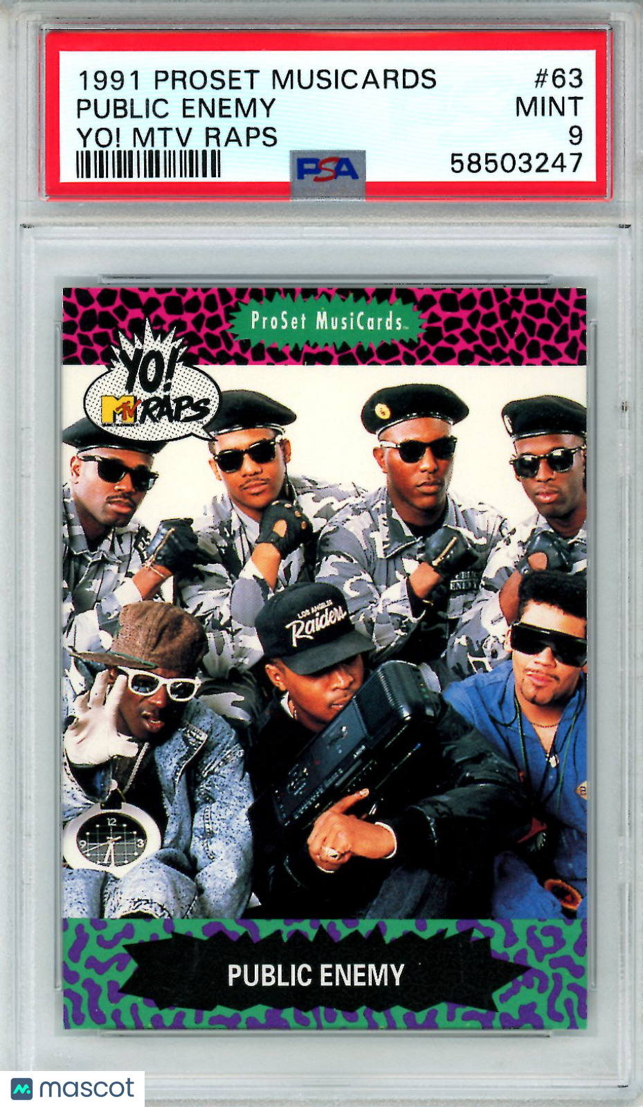 1991 Proset Musicards Yo! MTV Raps Public Enemy #63 PSA 9 - Graded Non-Sports Cards