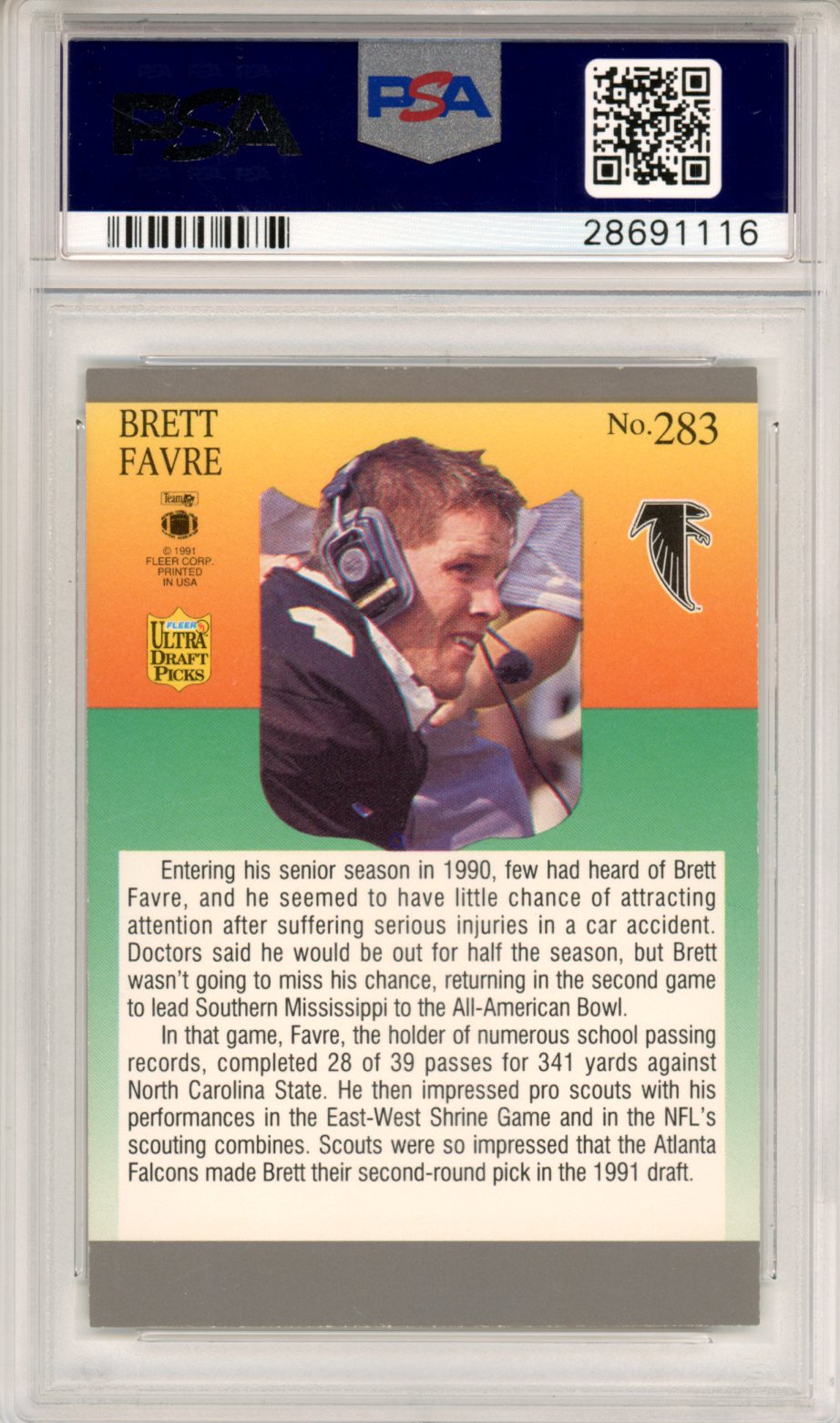 1991 Ultra Brett Favre #283 PSA 10 - Graded Sports Cards