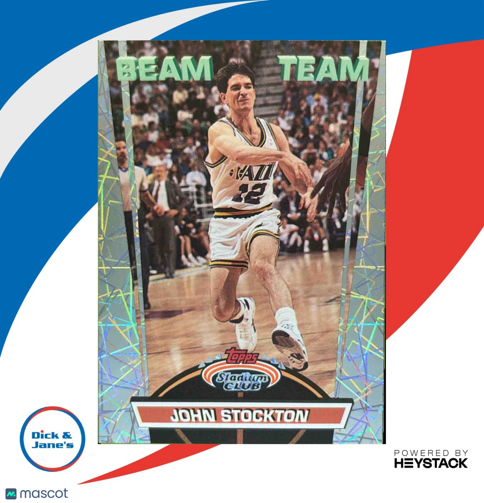1992-93 Topps 93 Stadium Club John Stockton Beam Team #11 Utah Jazz - Sports Cards