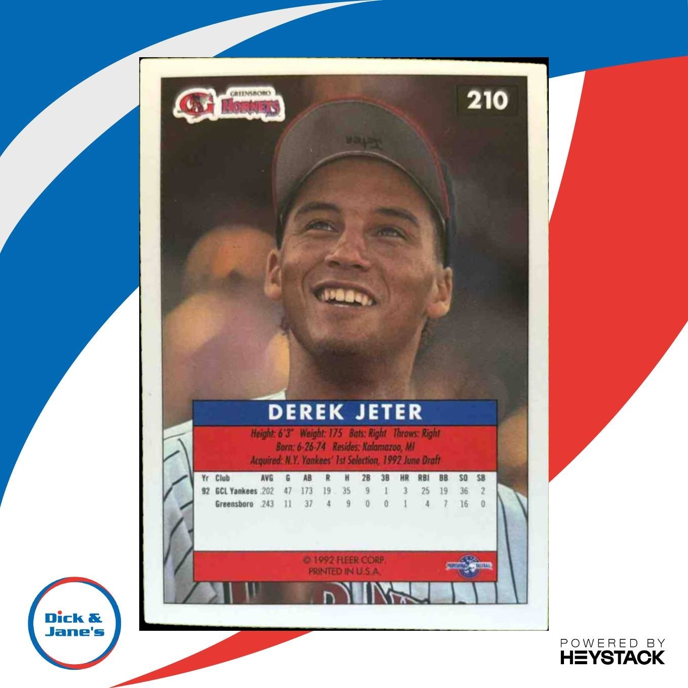 1992 Fleer Excel Derek Jeter #210 - Sports Cards