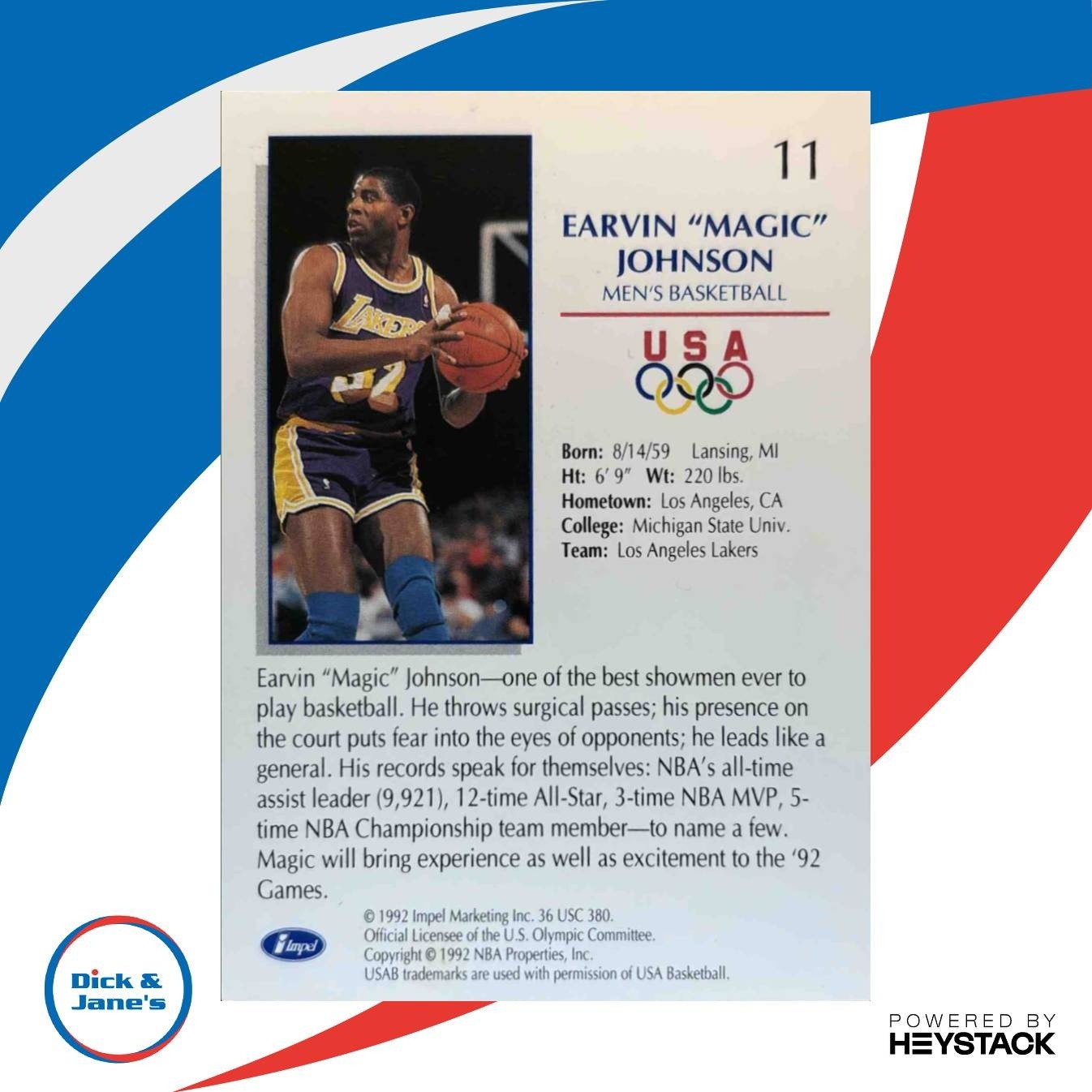 1992 Impel Olympicards: U.S. Olympic Hopefuls Earvin Johnson #11 USA - Sports Cards