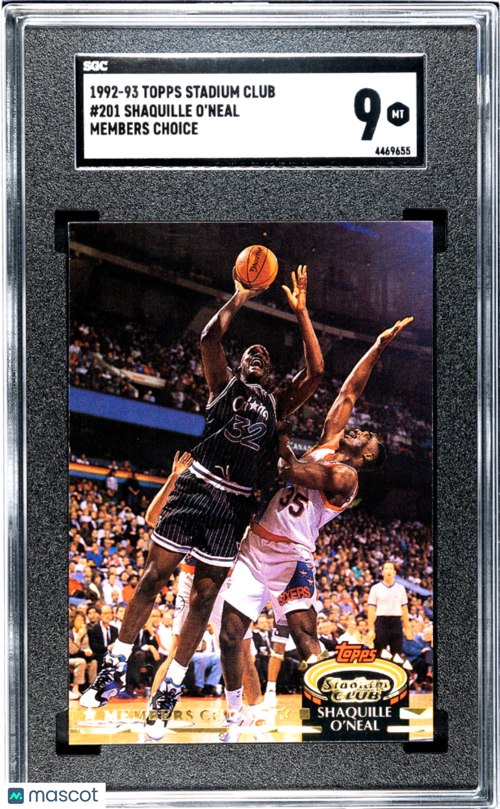 1992 Topps Stadium Club Shaquille O’Neal Members Choice #201 SGC 9 - Graded Sports Cards