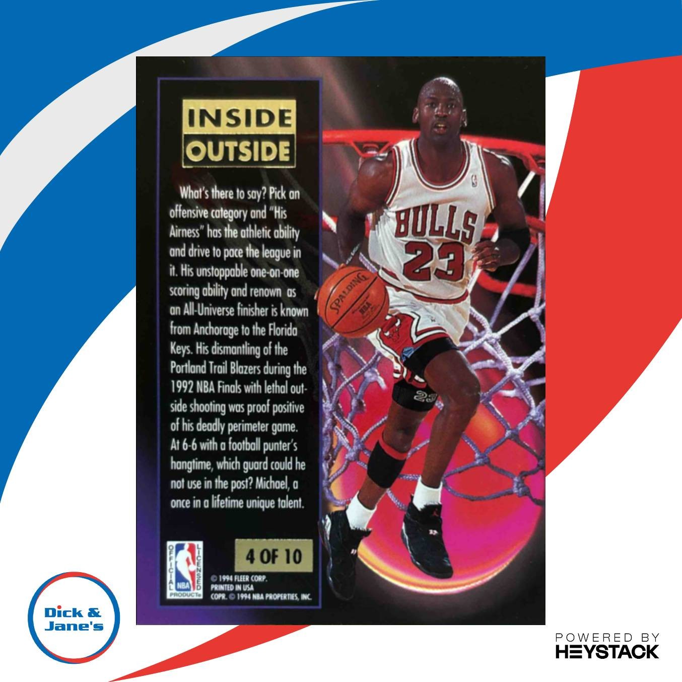 1993-94 Fleer Ultra Michael Jordan Inside Outside #4 Chicago Bulls - Sports Cards
