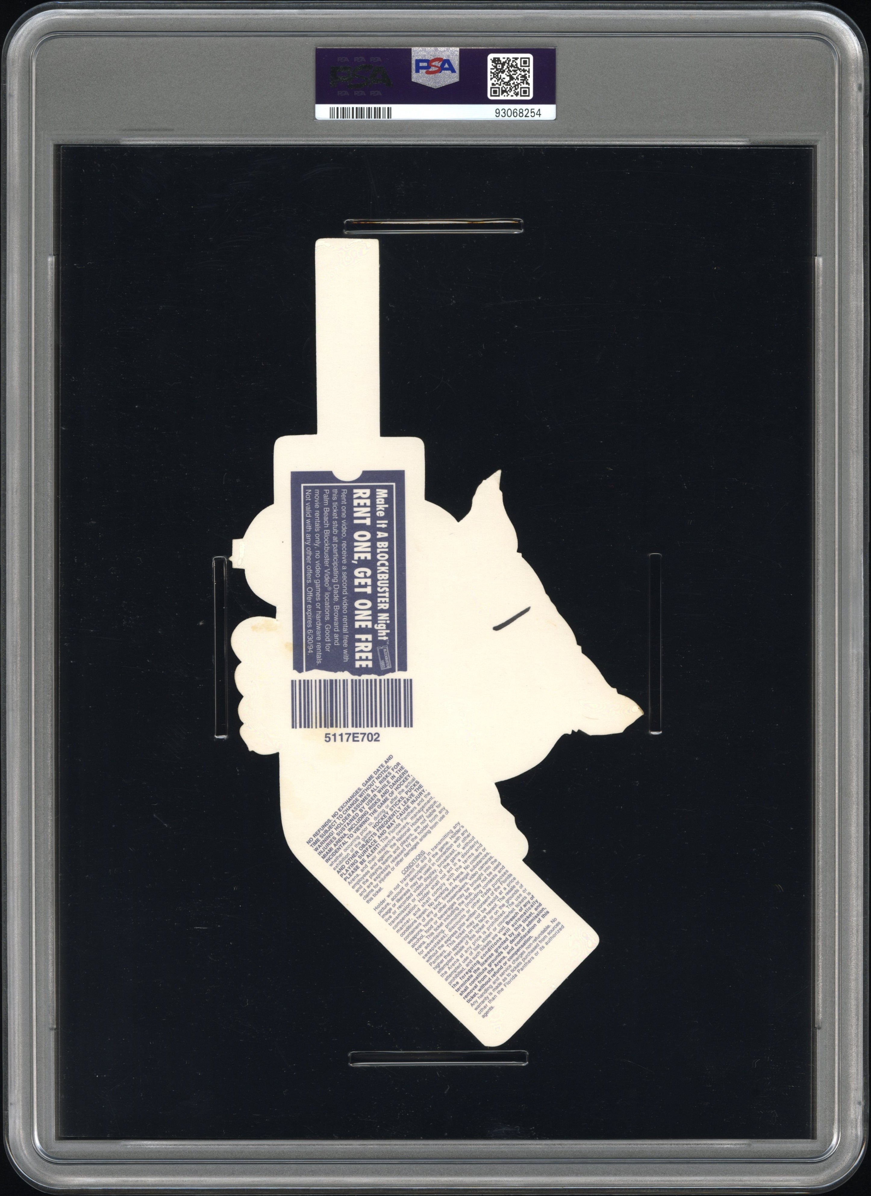 1993 Florida Panthers-Full Inaugural Home Game Florida PSA 4 - Graded Ticket Stubs