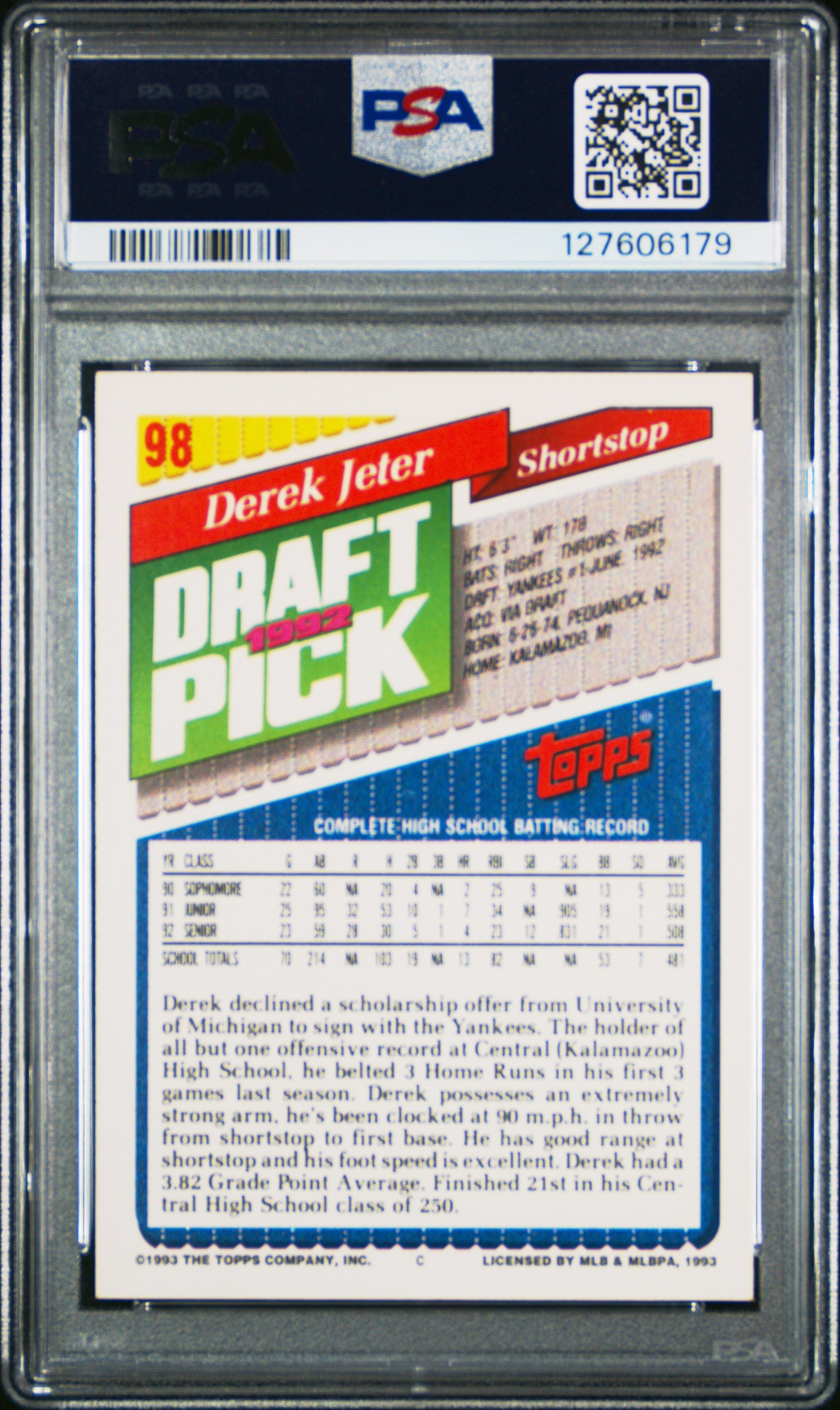 1993 Topps Derek Jeter #98 PSA 8 - Graded Sports Cards
