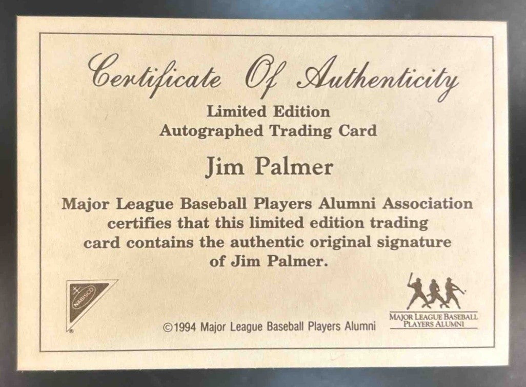 1994 Nabisco All-Star Legends Auto Jim Palmer #NNO Baltimore Orioles - Sports Cards