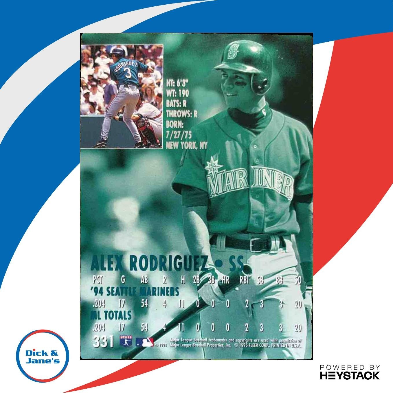 1995 Fleer Ultra Alex Rodriguez #331 Seattle Mariners - Sports Cards