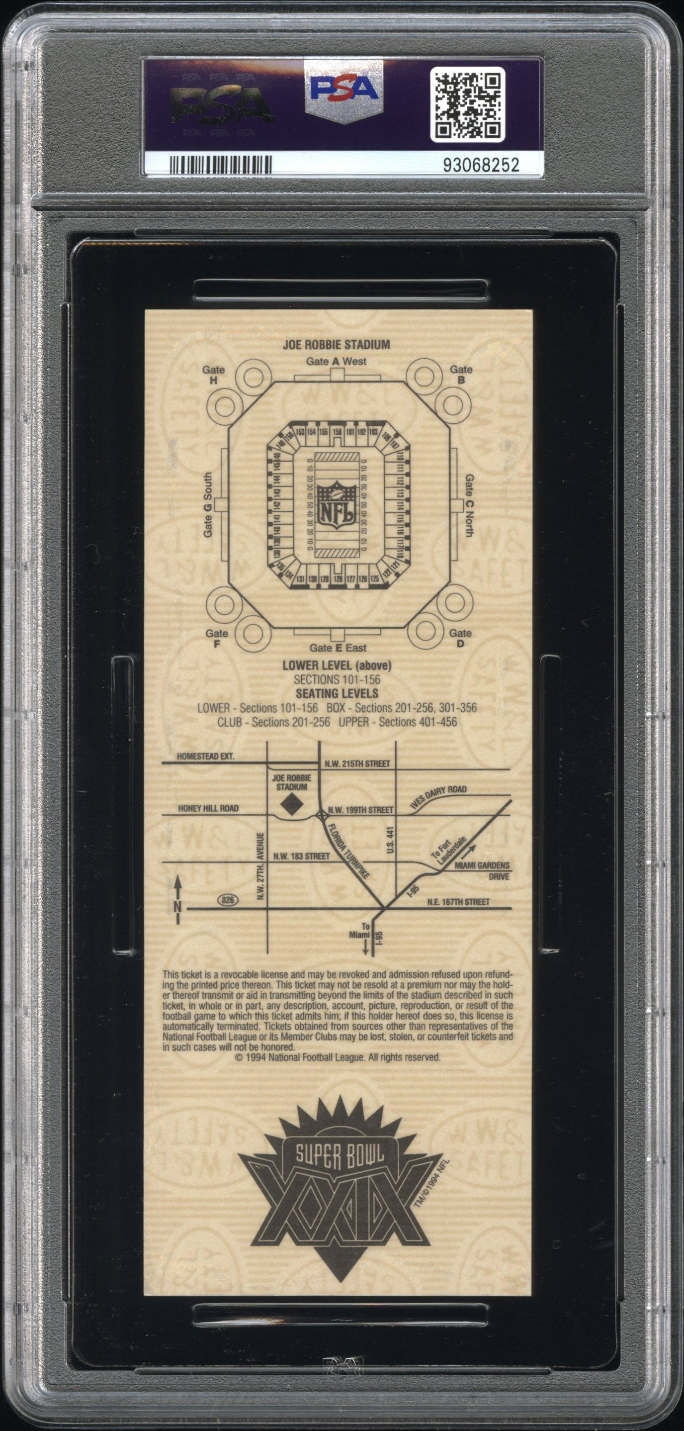 1995 Super Bowl XXIX-Full Steve Young: Tan MVP PSA 7 Full Ticket Stub - Graded Ticket Stubs