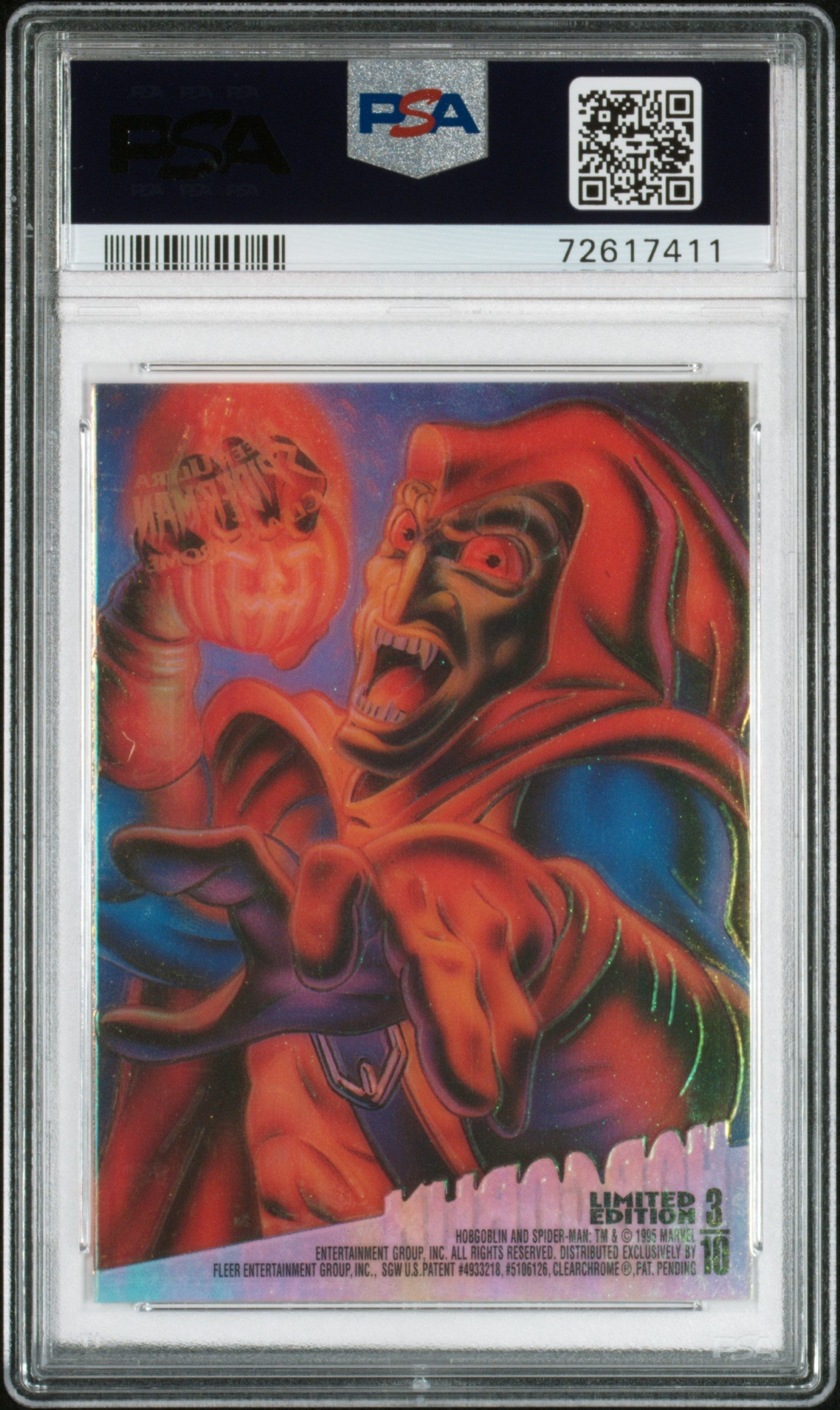 1995 Ultra Spider-Man Clearchrome Ultra Pro Hobgoblin #3 PSA 9 - Graded TCG/CCG
