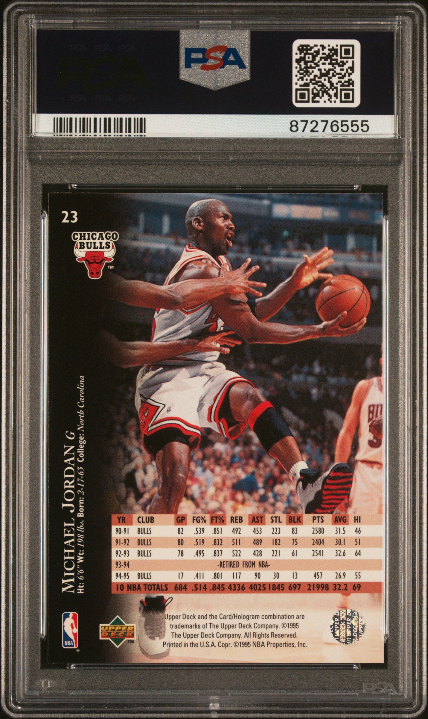 1995 Upper Deck Michael Jordan #23 PSA 10 GEM MINT Chicago Bulls Dunking - Graded Sports Cards